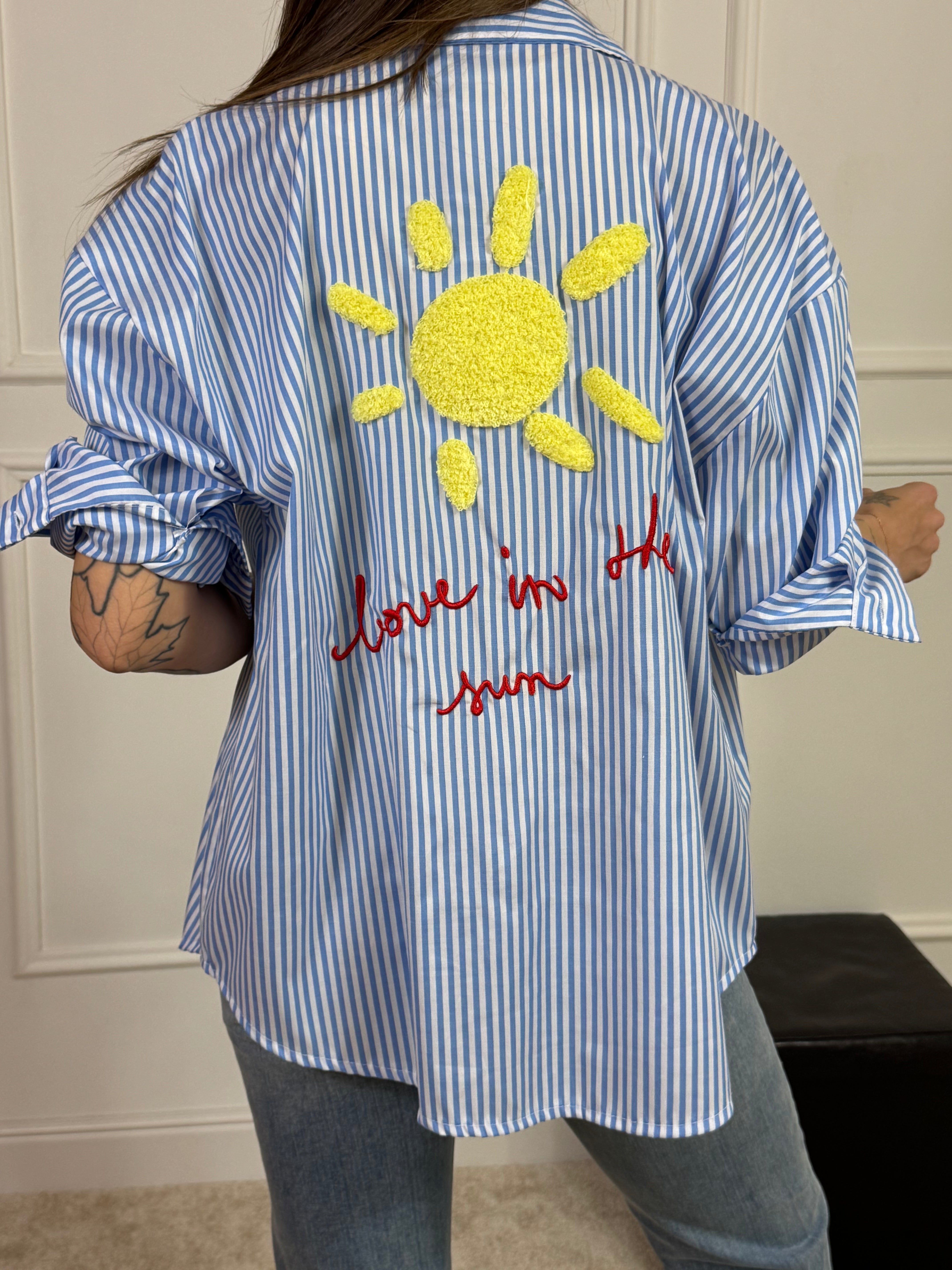 Camicia rigata Victoria ILMH ricamo schiena SOLE