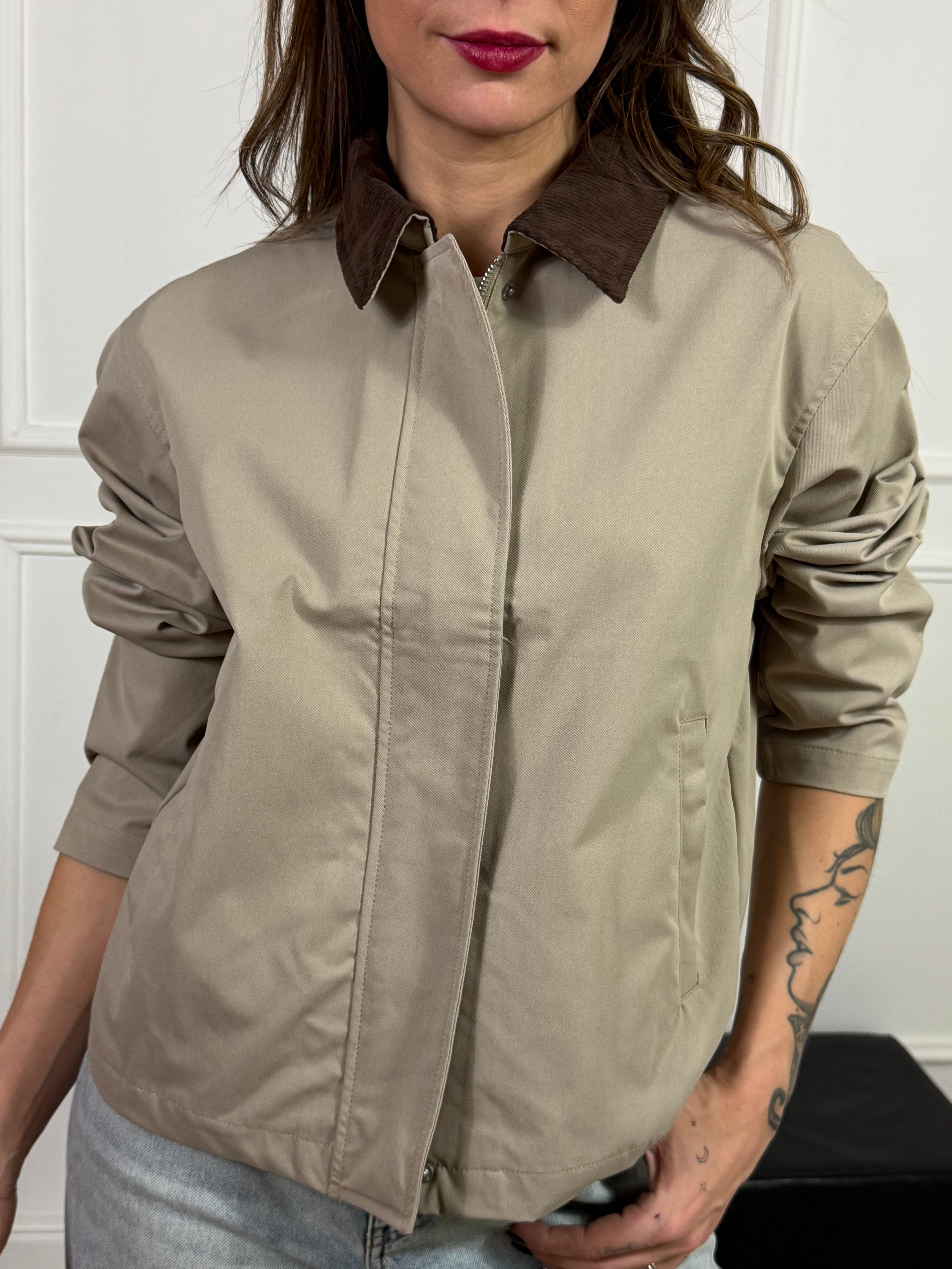 Giacca JJXX modello WILMA impermeabile COLLETTO DI VELLUTO