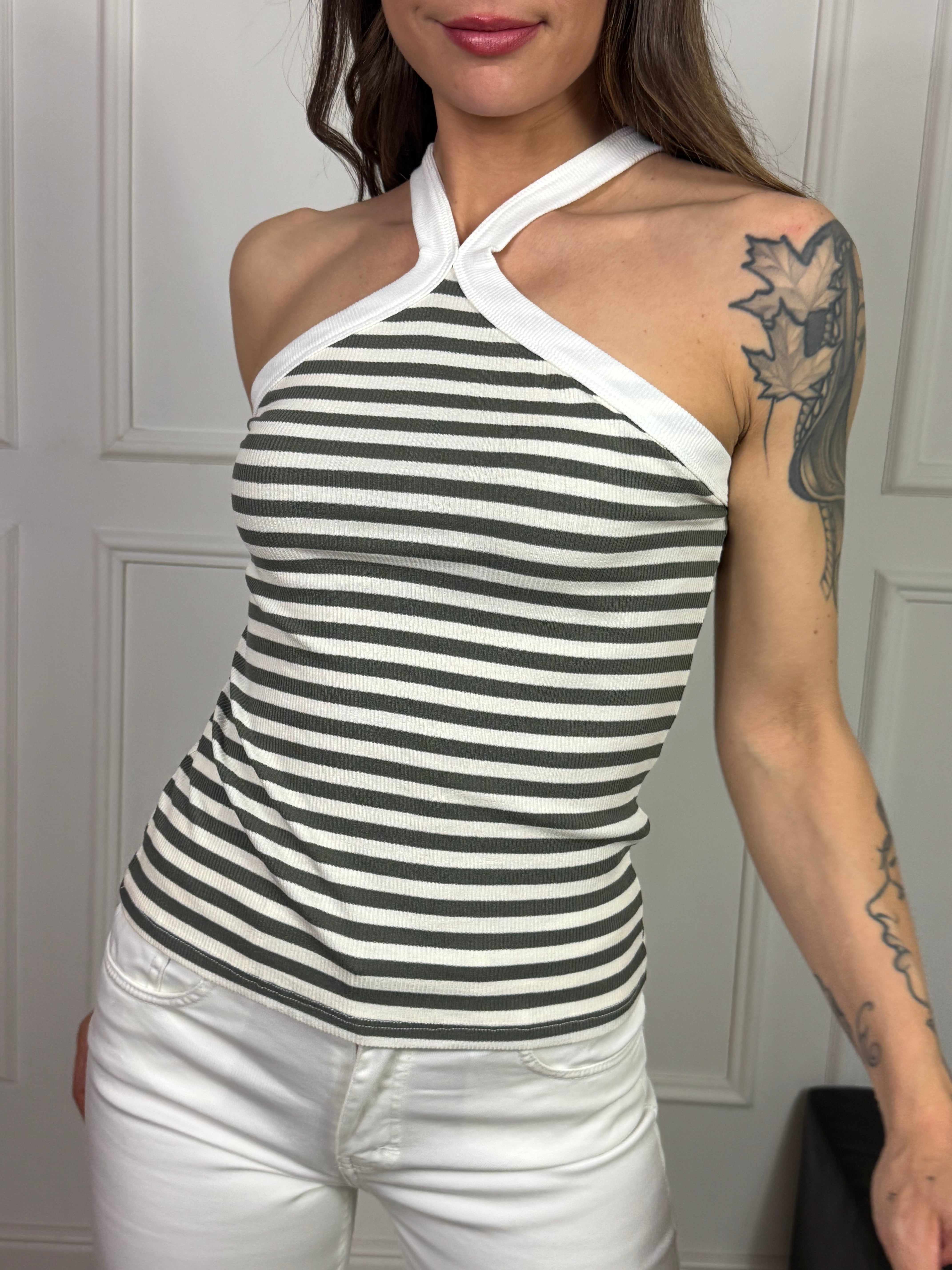 Top canotta SCOLLO INCROCIO Susy Mix RIGHE