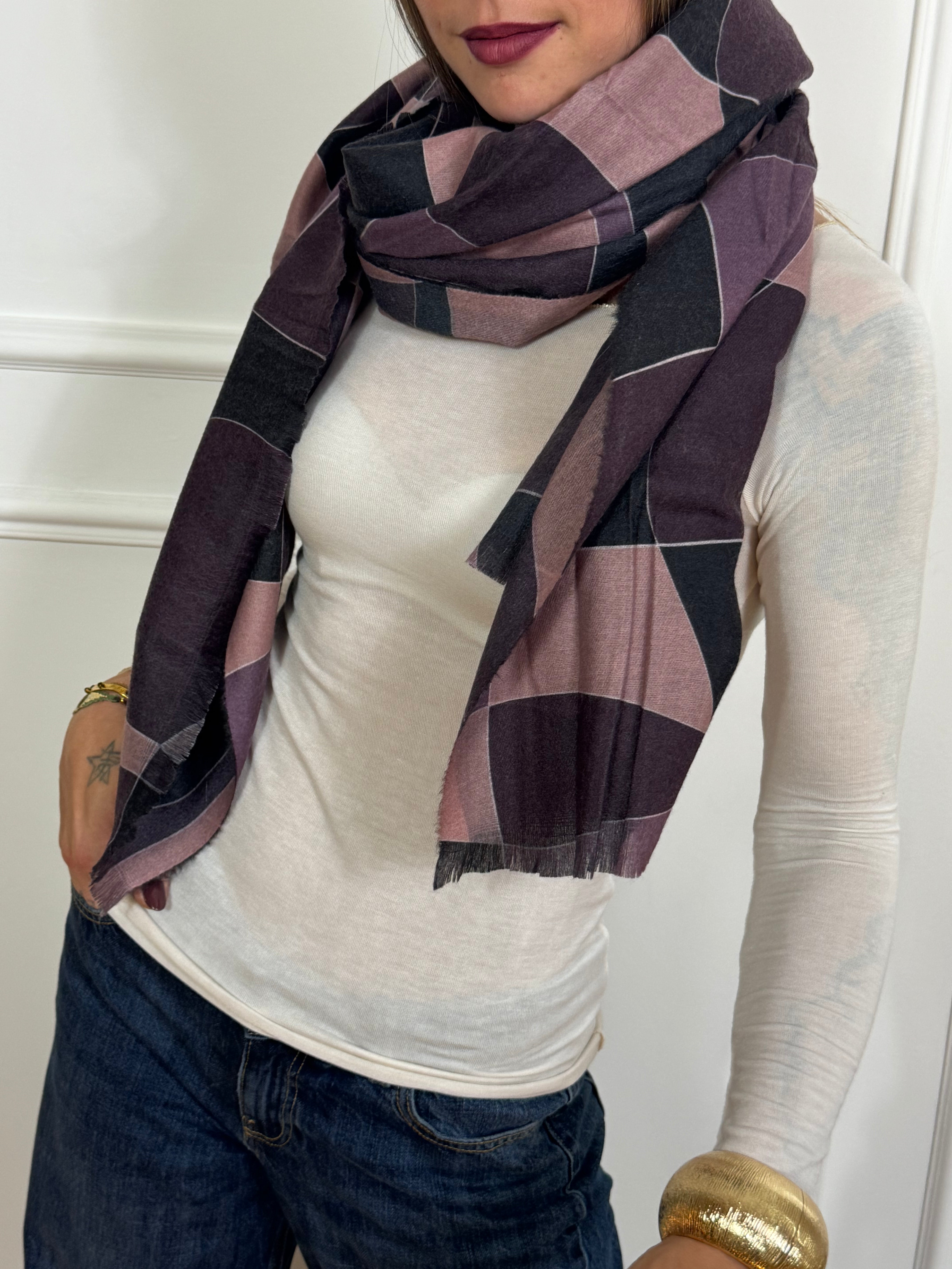 Sciarpa Foulard Susy Mix FANTASIA GEOMETRICA QUADRI