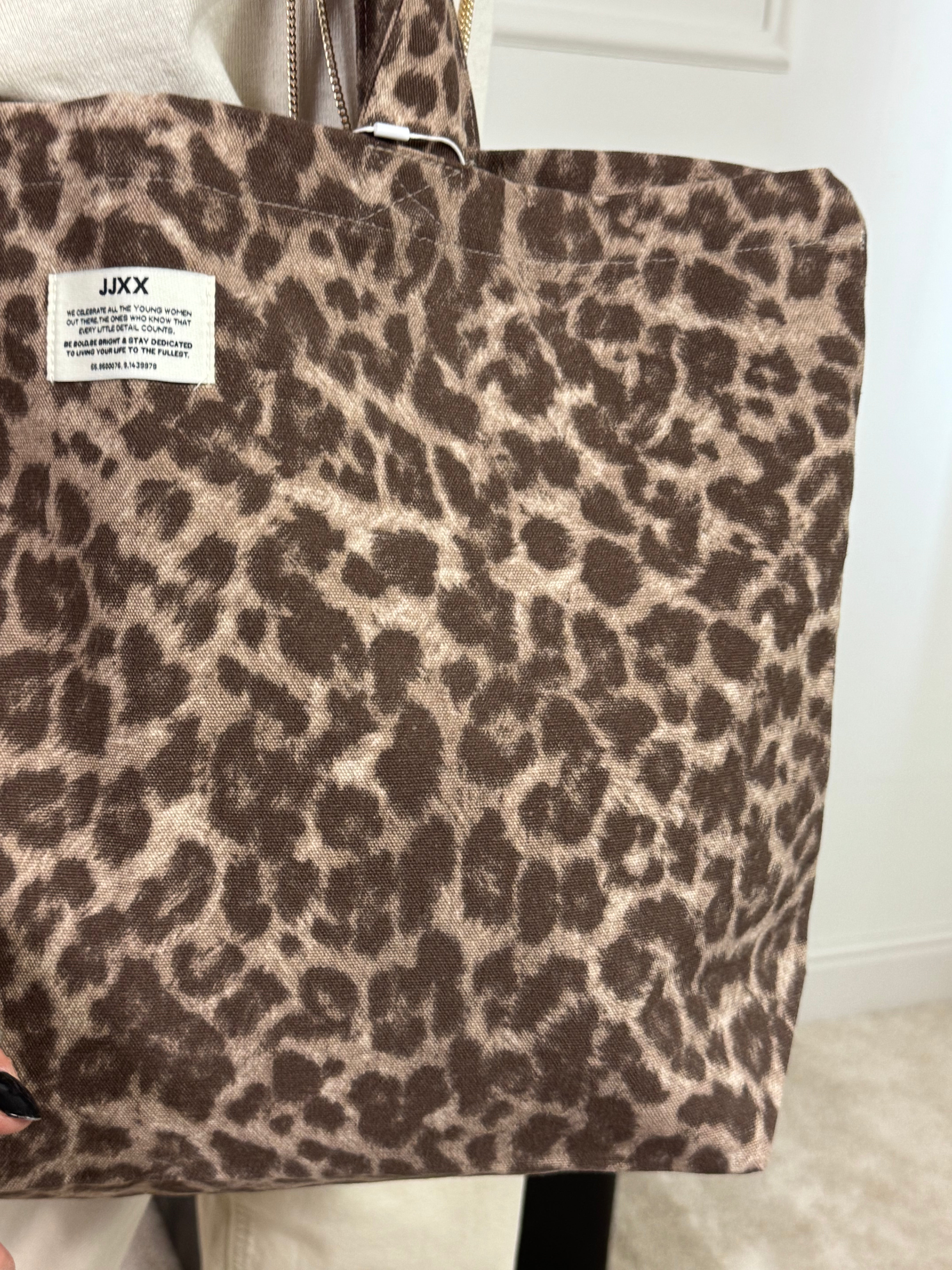 Borsa shopper in cotone JJXX modello BETHANY - fantasia LEOPARDATA