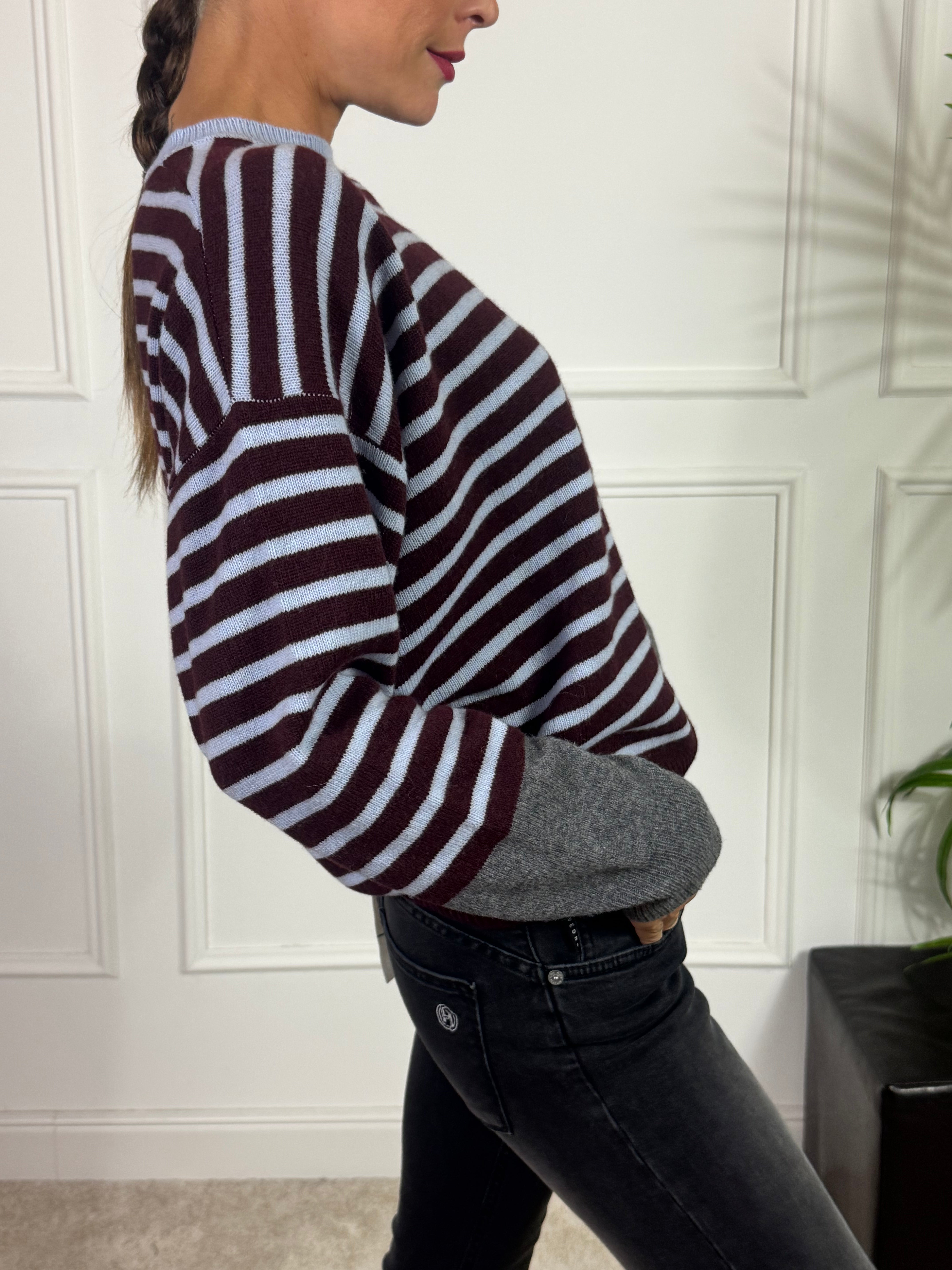 Maglia girocollo RIGHE polso contrasto Kontatto