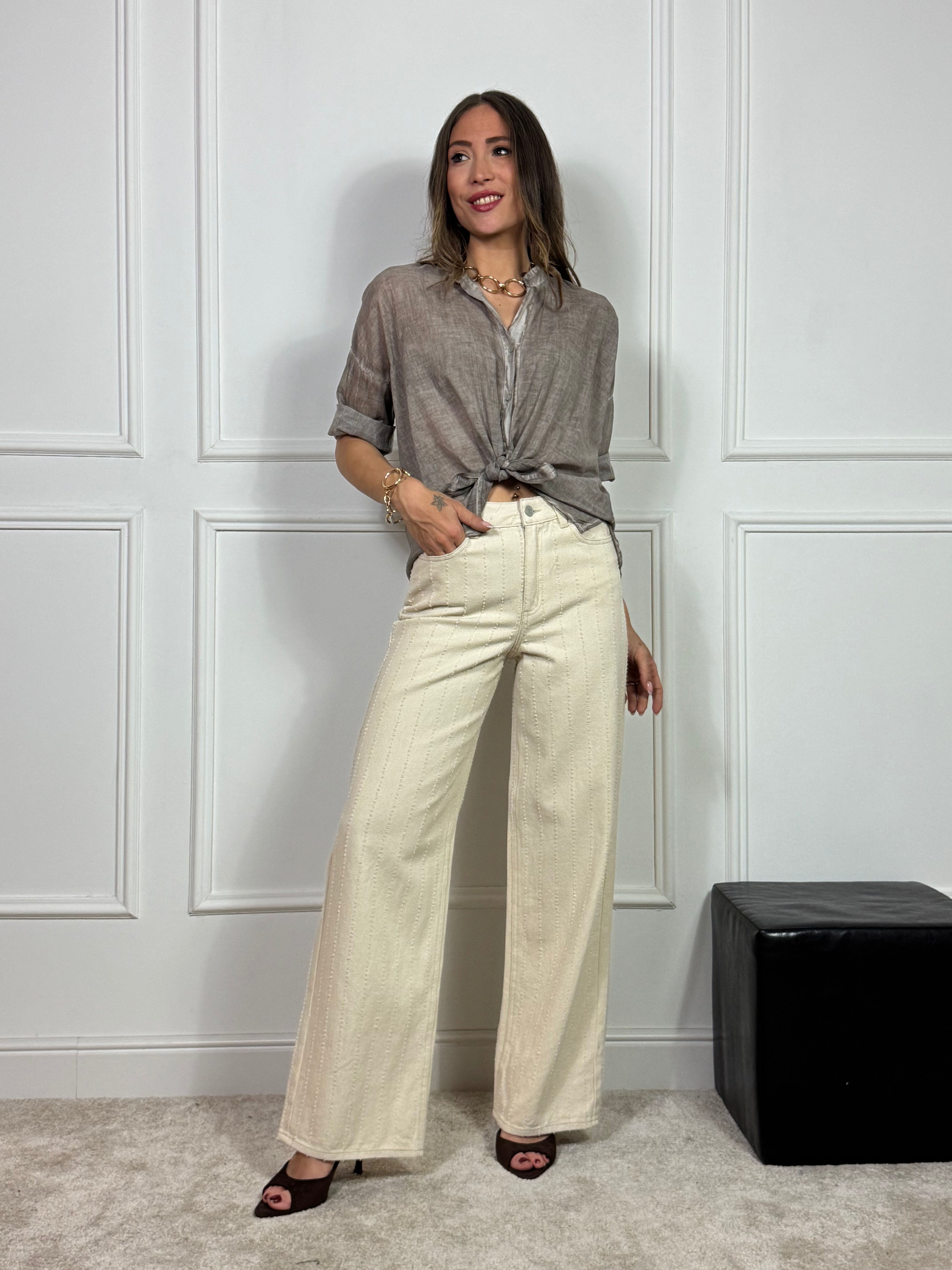Jeans JJXX modello SILLE - colore ECRU lavorazione NEEDLE STRIPES