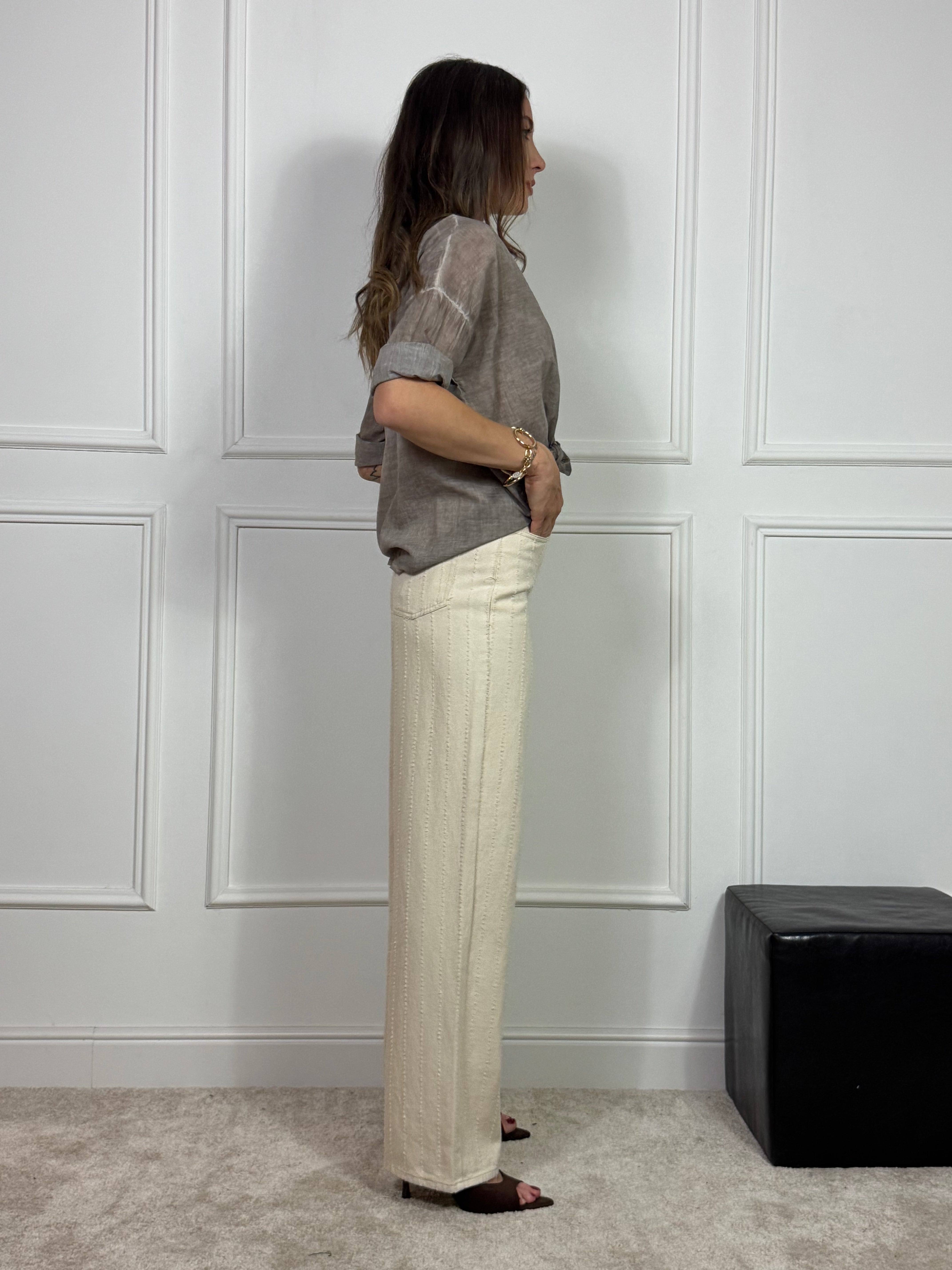 Jeans JJXX modello SILLE - colore ECRU lavorazione NEEDLE STRIPES