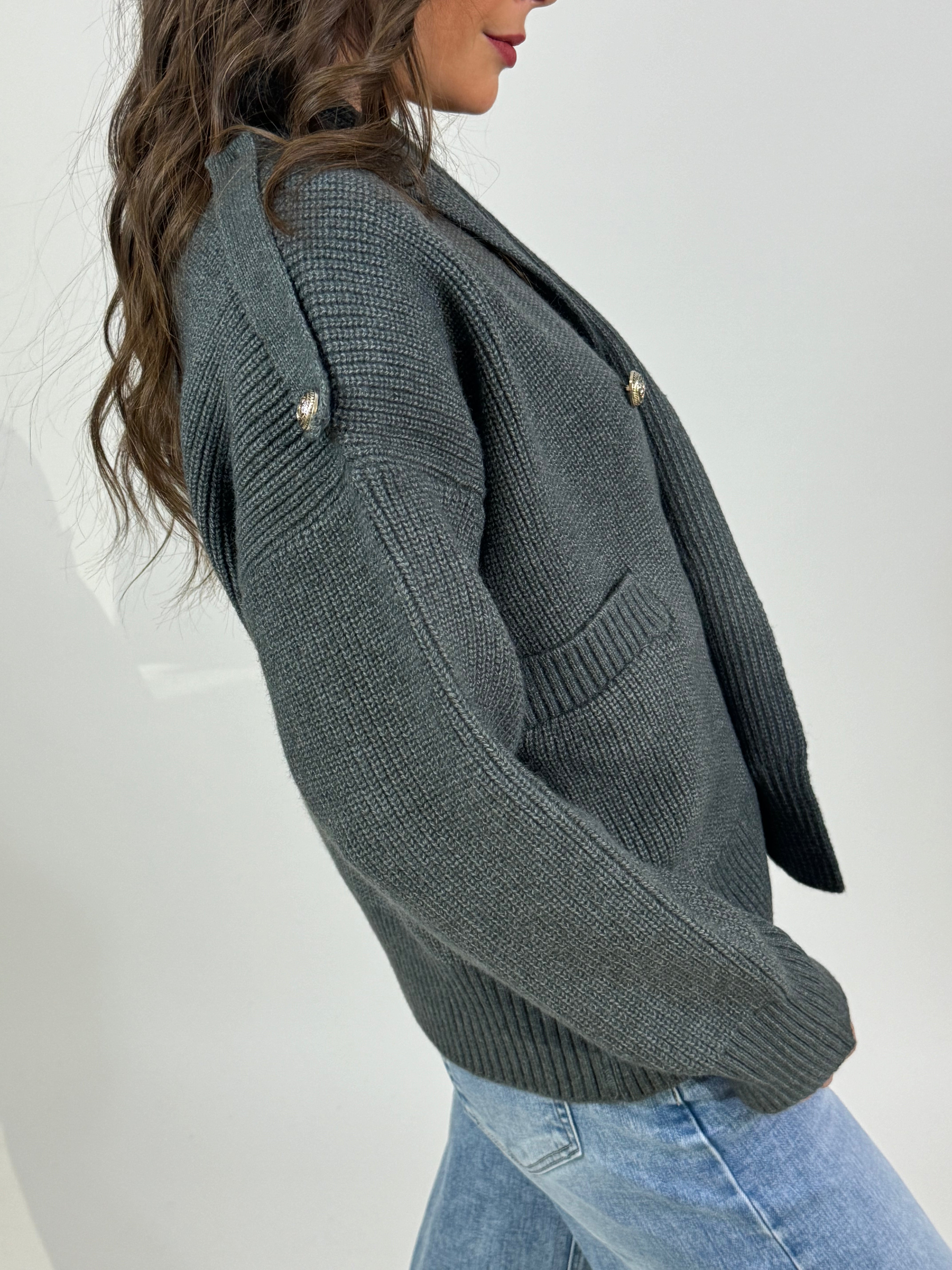 Cardigan in maglia Victoria ILMH doppiopetto GRIGIO PIOMBO