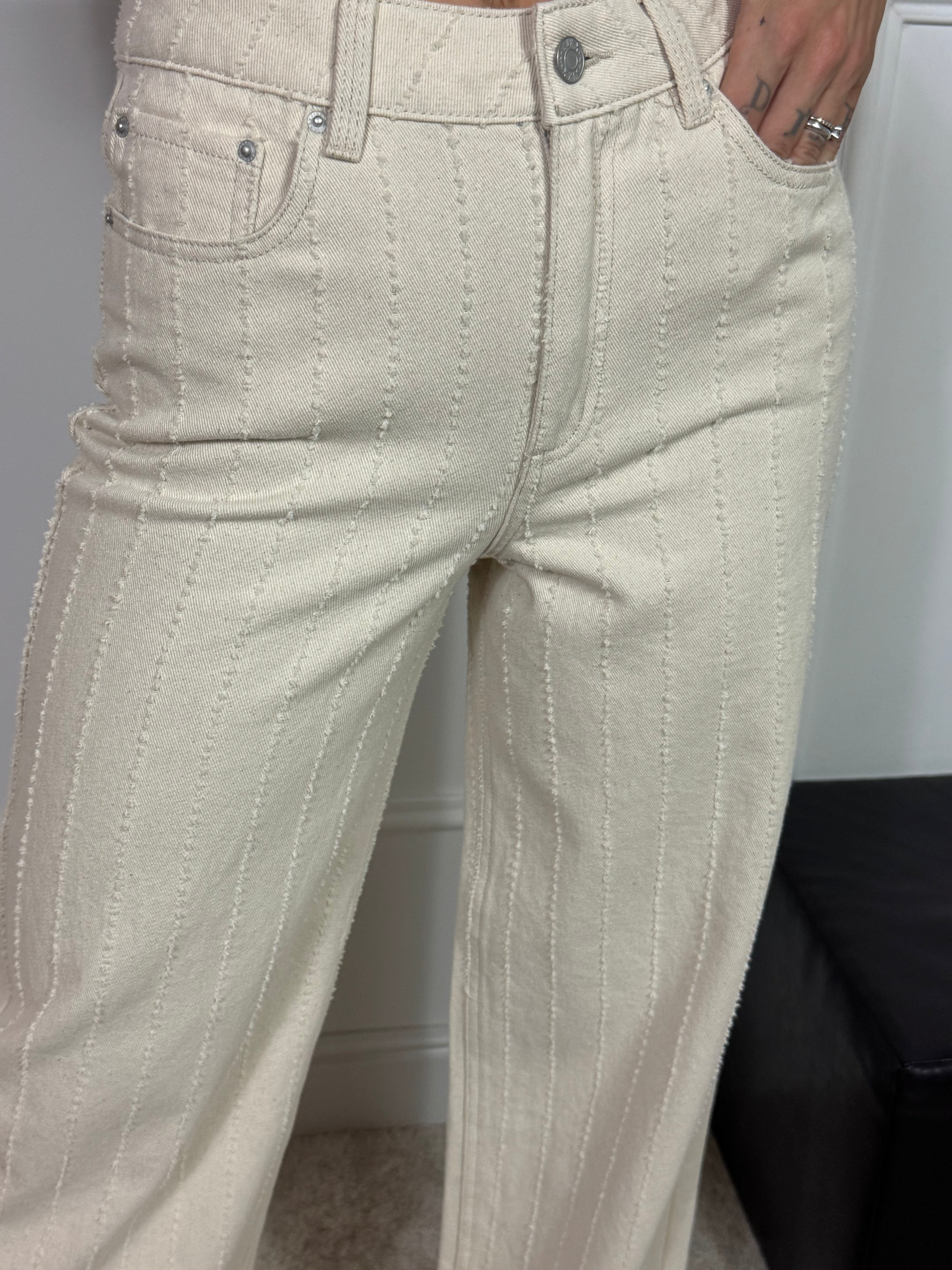 Jeans JJXX modello SILLE - colore ECRU lavorazione NEEDLE STRIPES