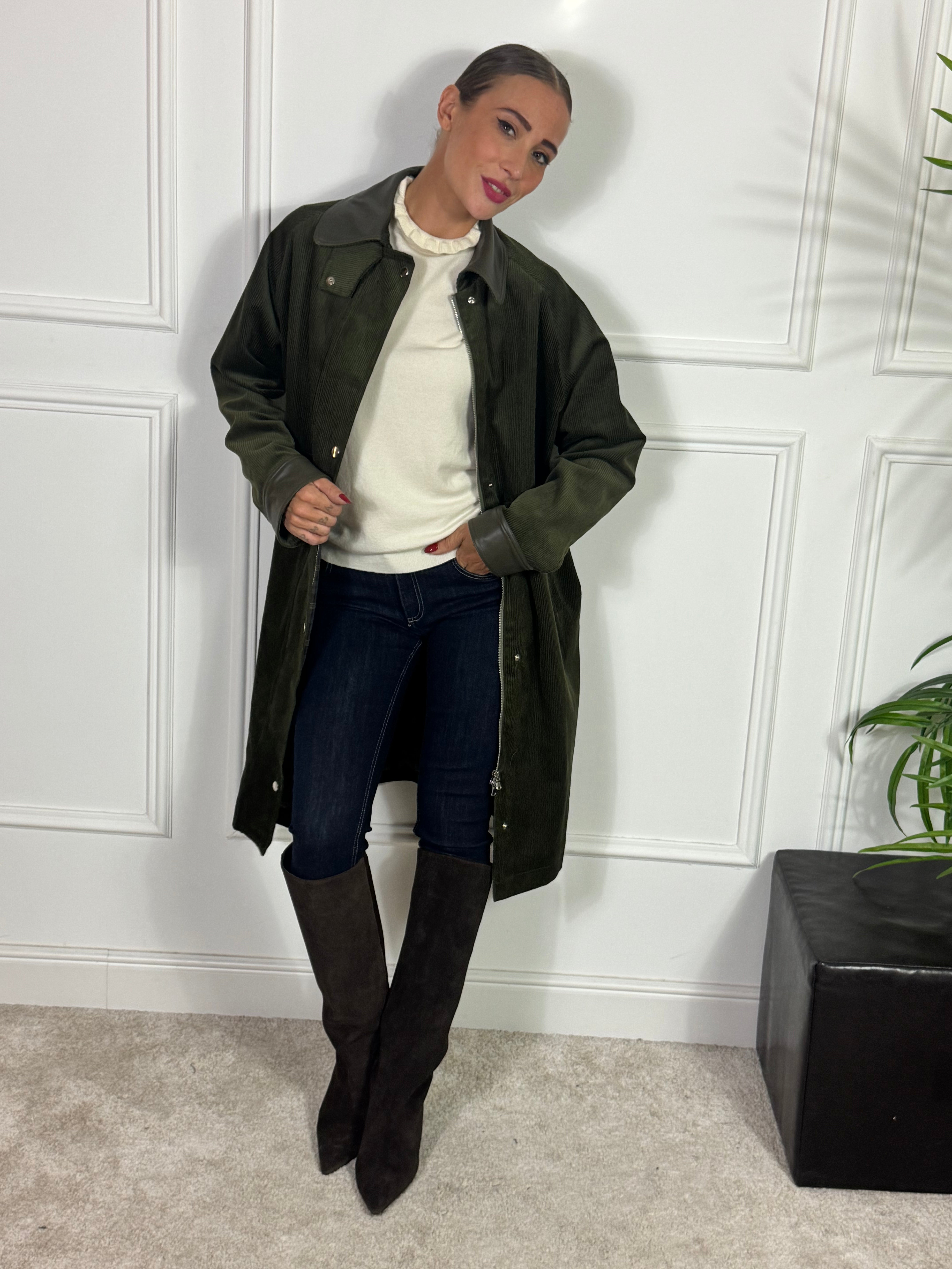 Giacca cappotto oversize in VELLUTO Have One COLLETTO ECOPELLE