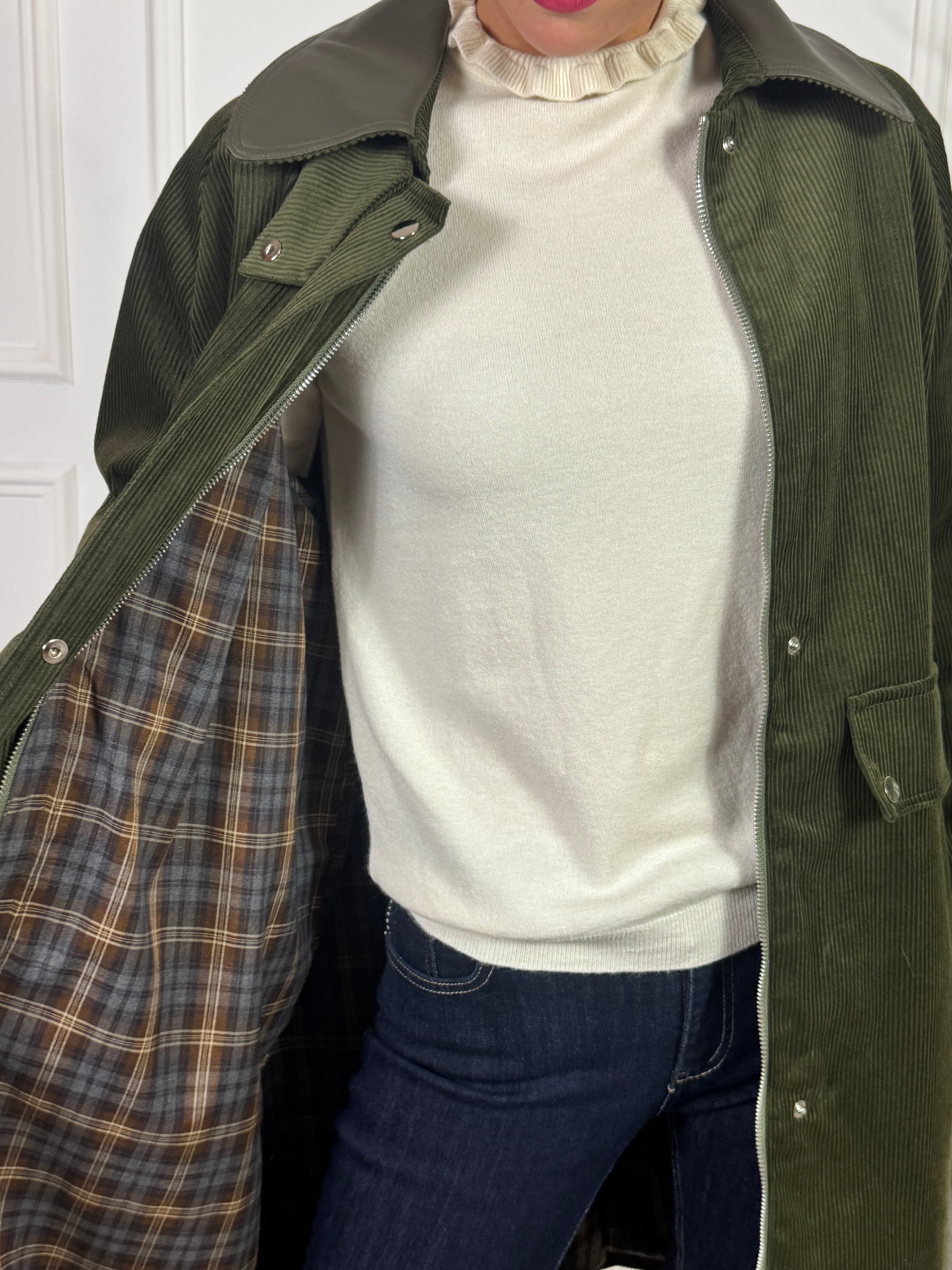 Giacca cappotto oversize in VELLUTO Have One COLLETTO ECOPELLE