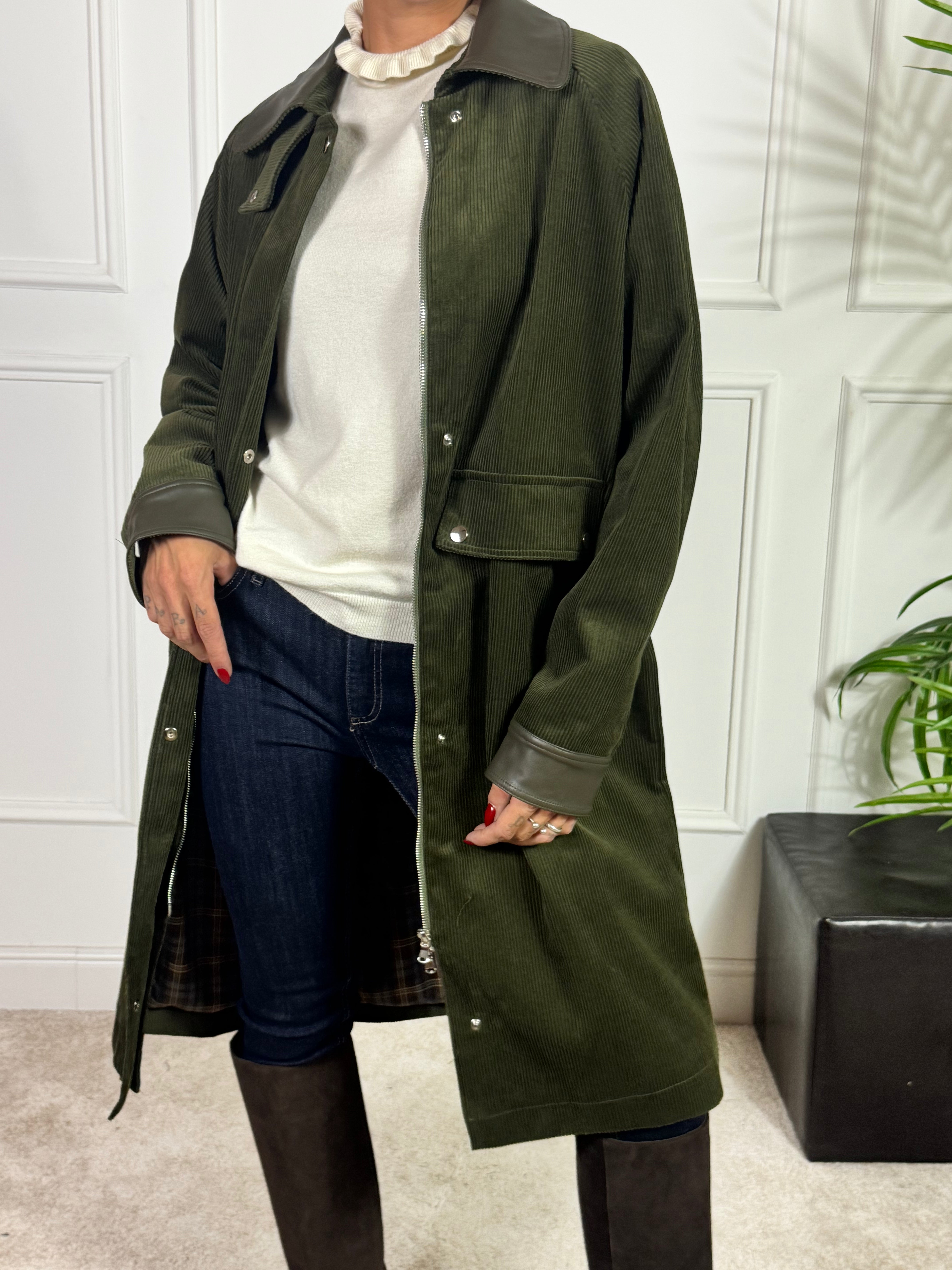Giacca cappotto oversize in VELLUTO Have One COLLETTO ECOPELLE