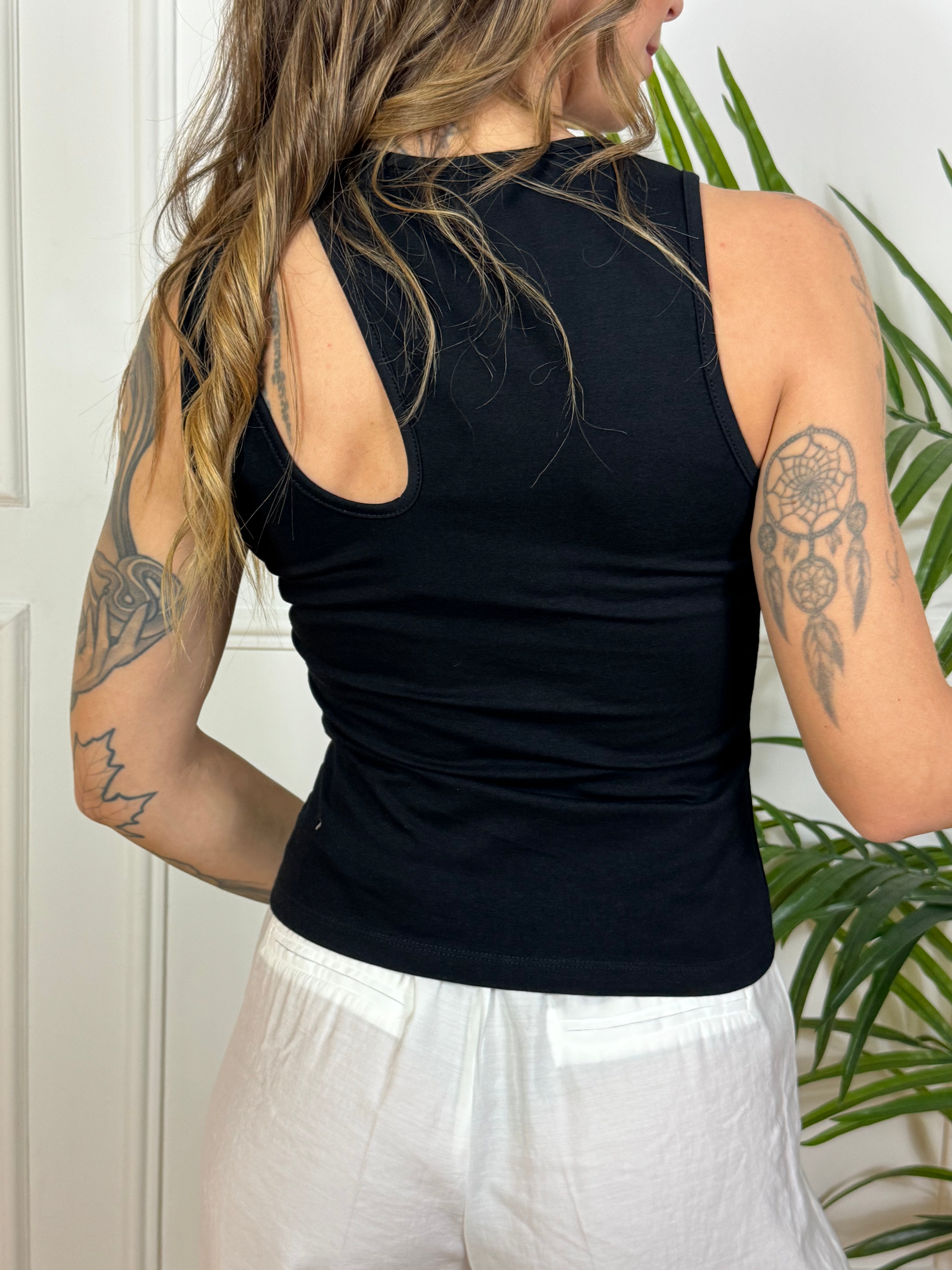 Canotta liscia in cotone elasticizzato Have One cut-out