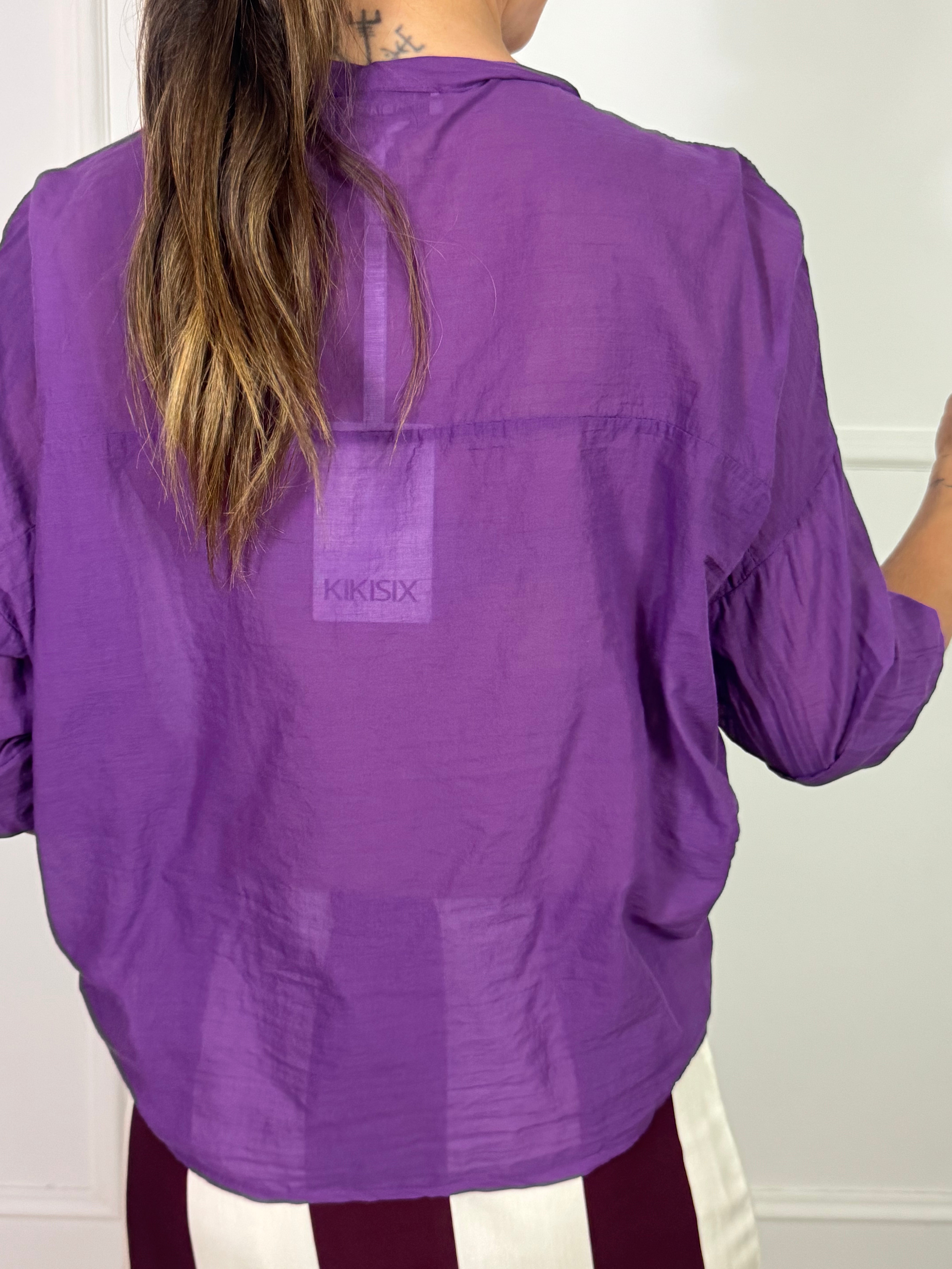 Camicia Kikisix in mussola di cotone collo coreana TINTA UNITA