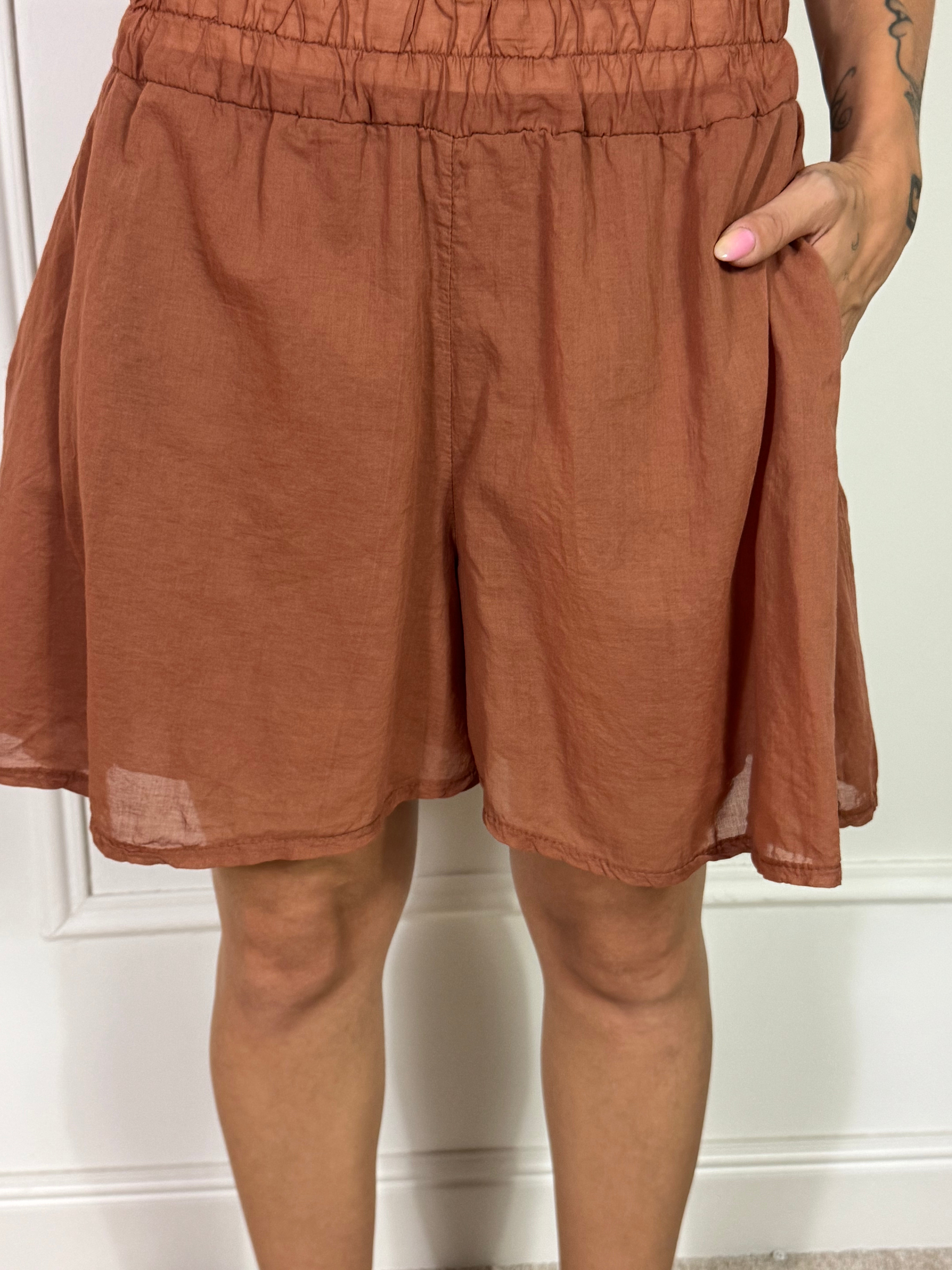 SHORTS Kikisix in mussola di cotone TINTA UNITA