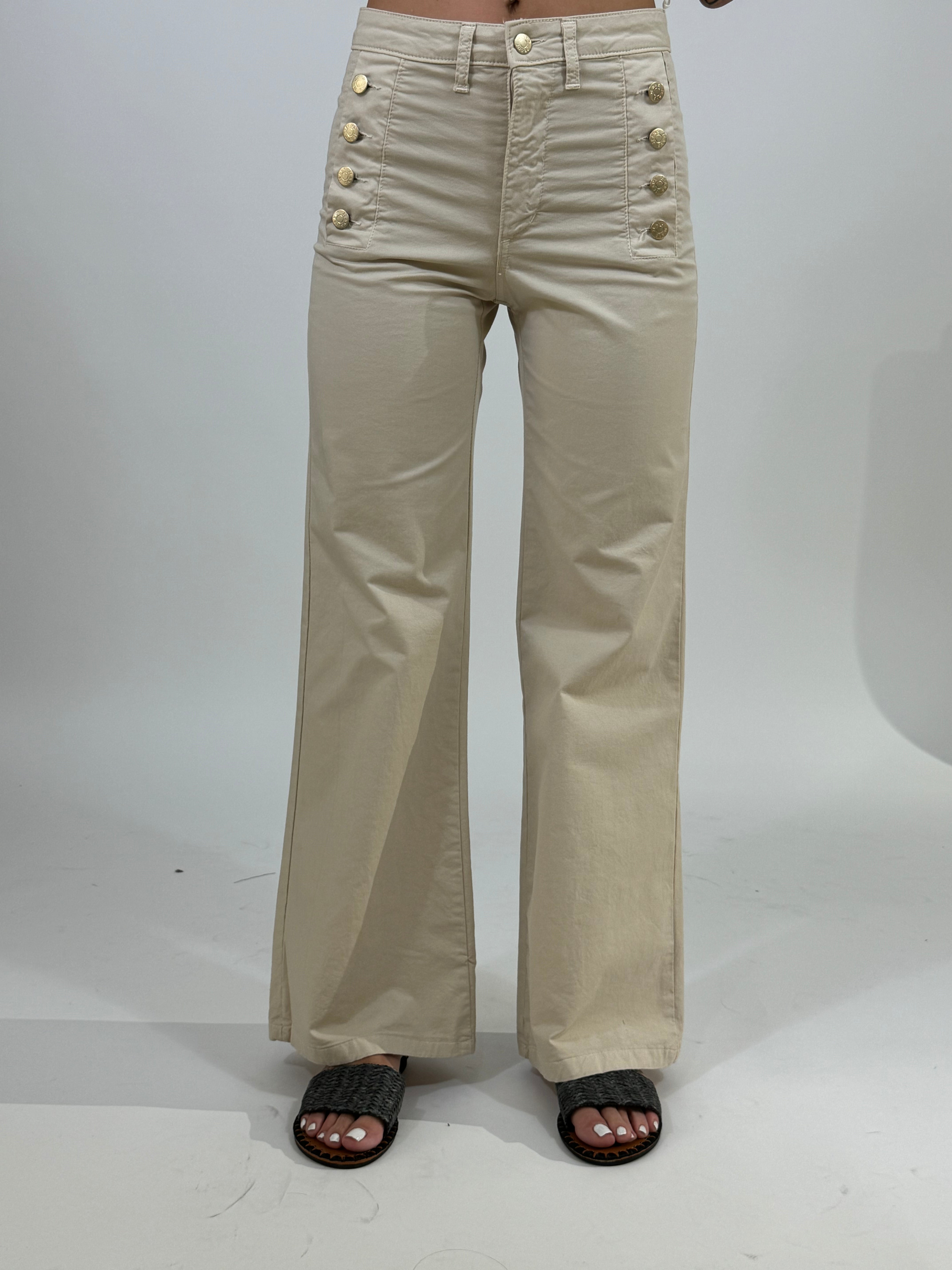Pantalone in cotone elasticizzato Tensione In con bottoni laterali