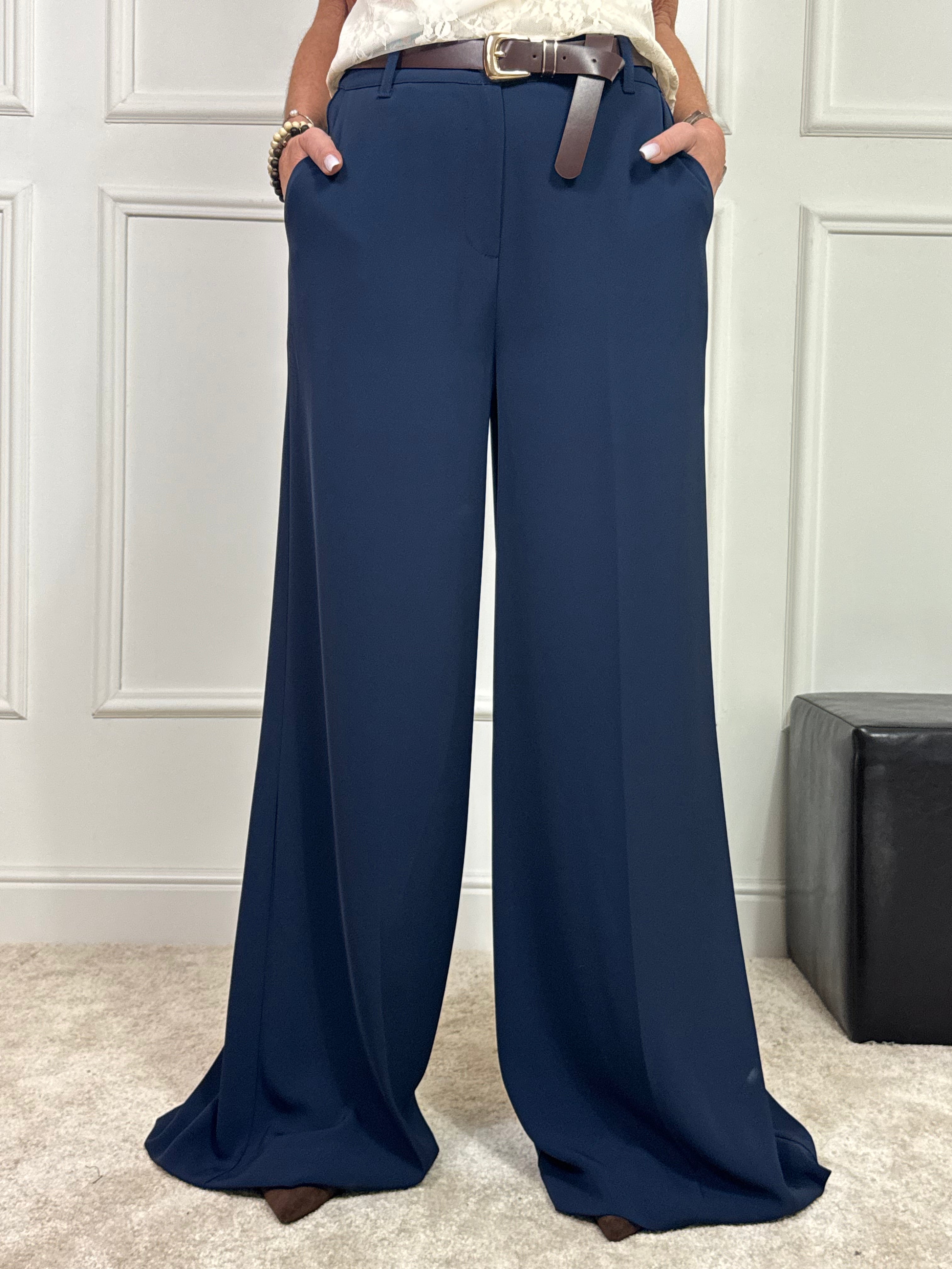 Pantalone ampio a palazzo Susy Mix con cintura