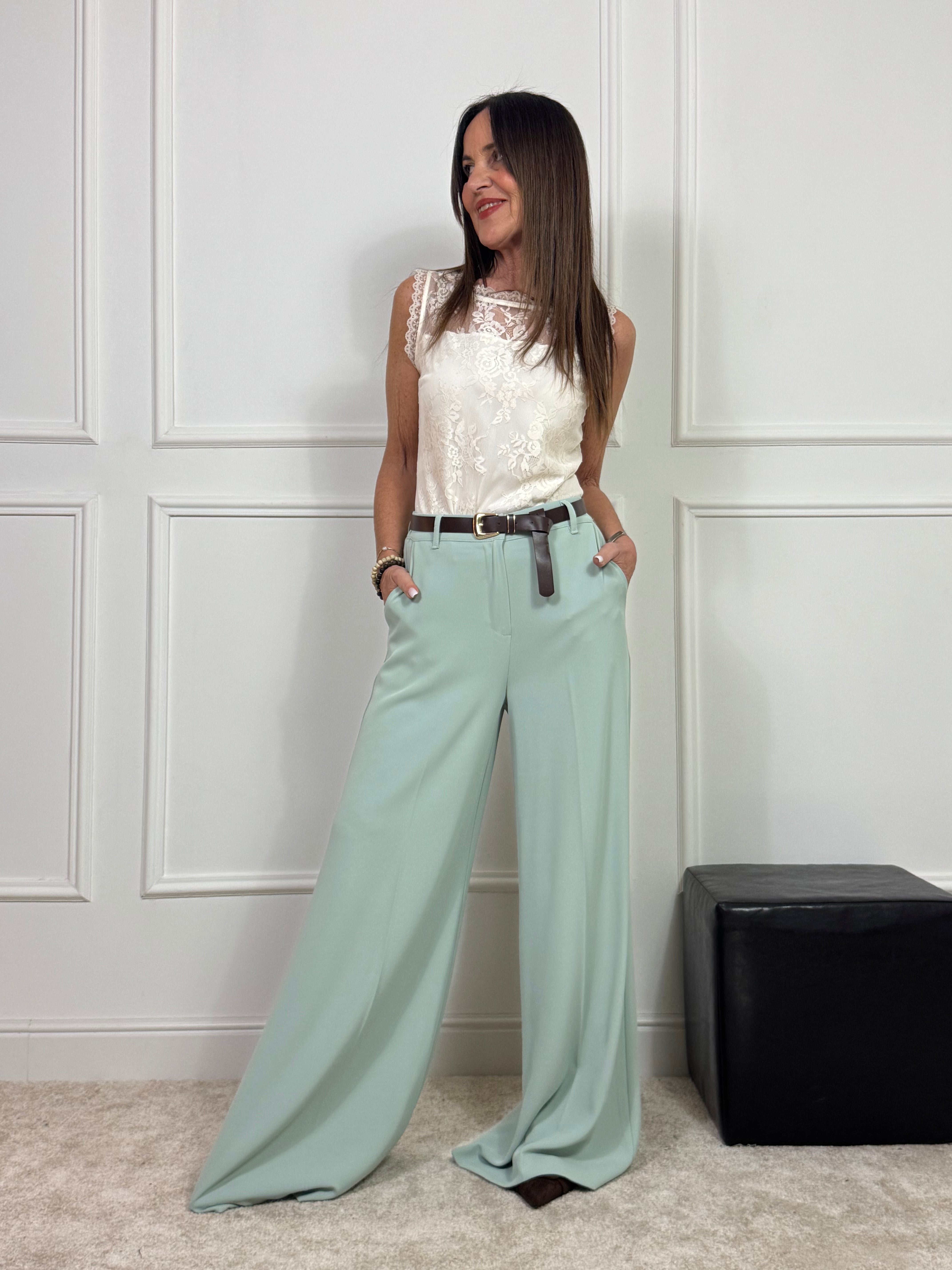 Pantalone ampio a palazzo Susy Mix con cintura
