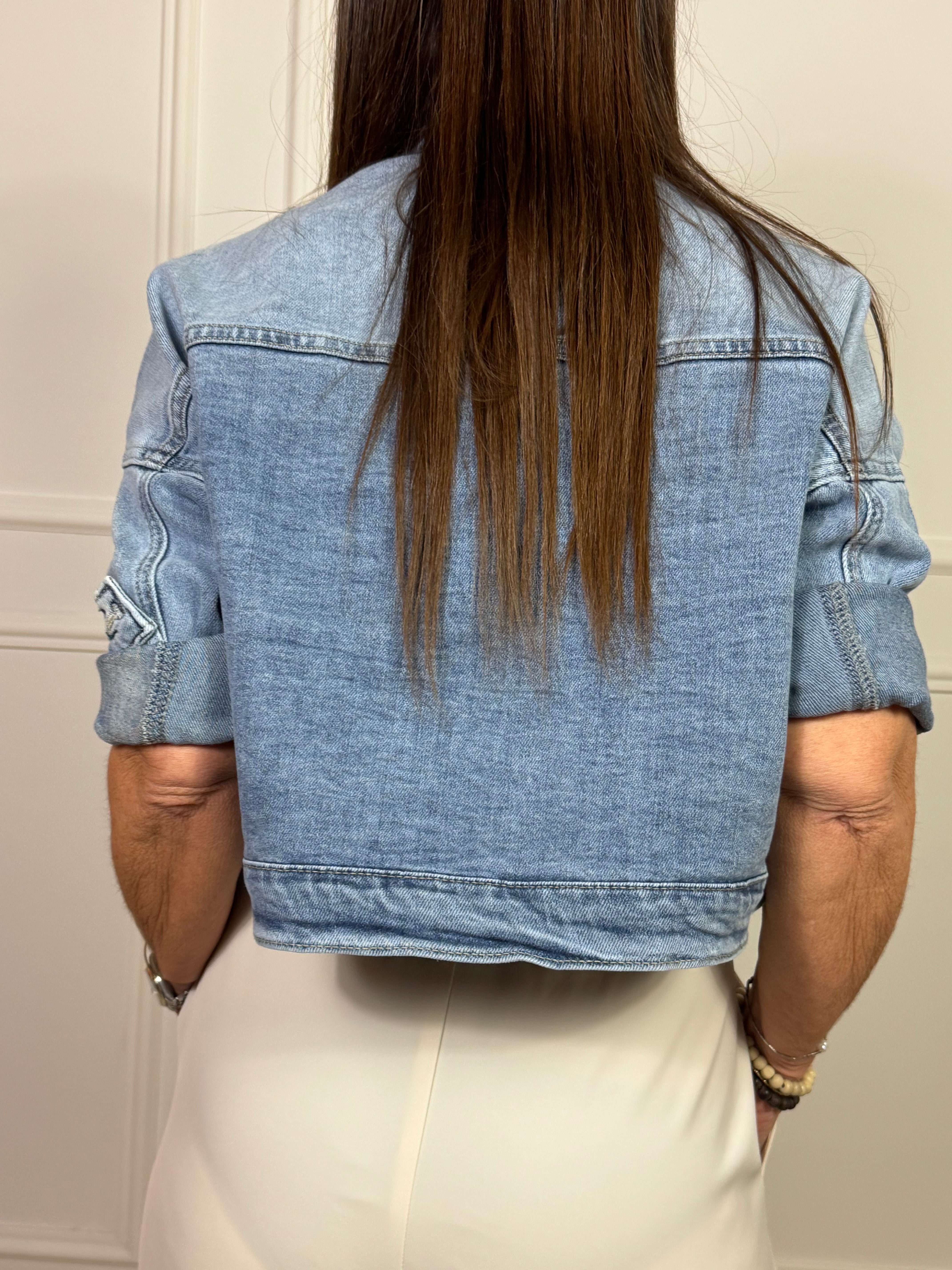 Giacca di jeans Susy Mix CROP con TASCHE OVER