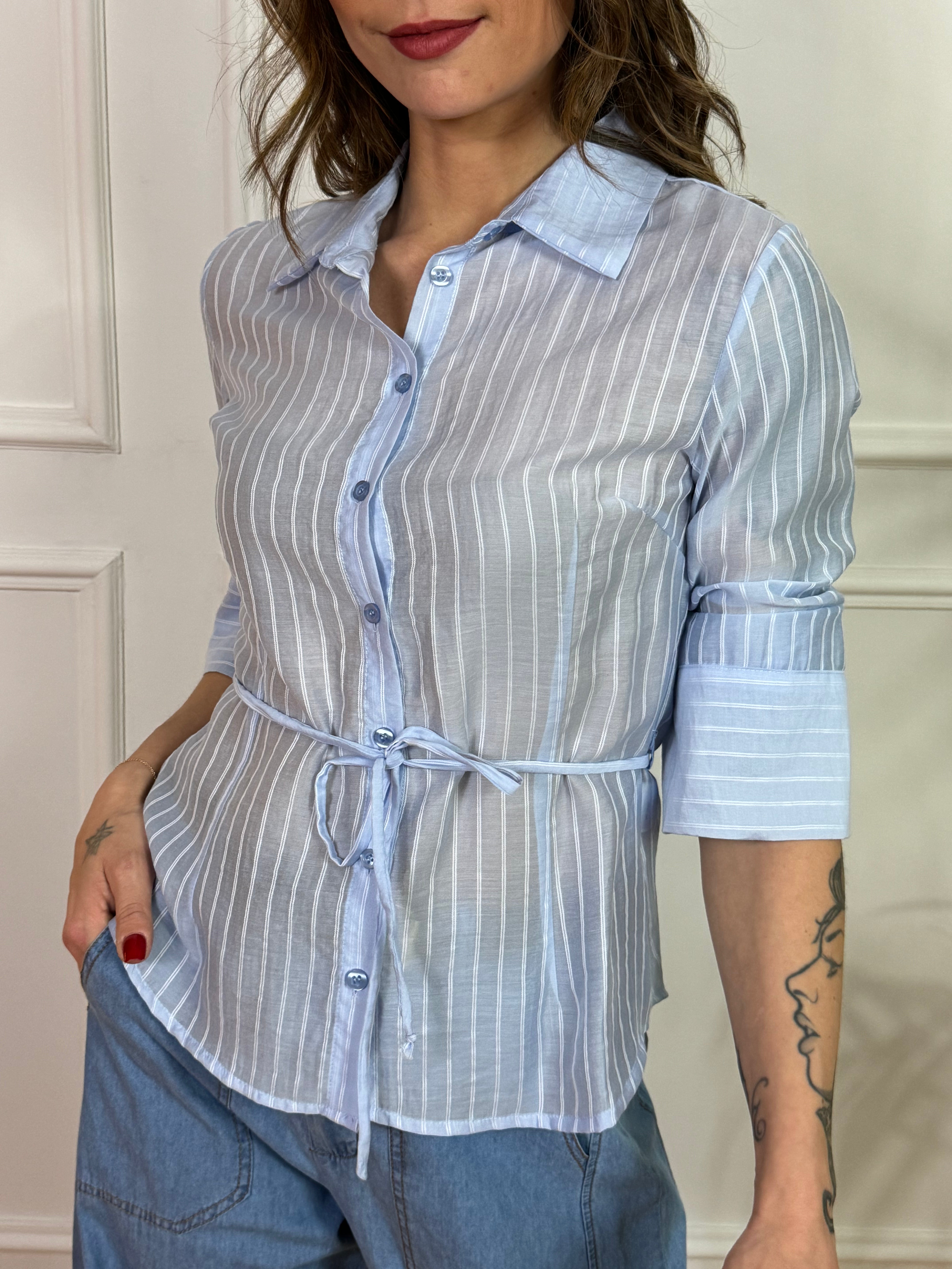 Camicia Kikisix mussola riga CON LACCETTO