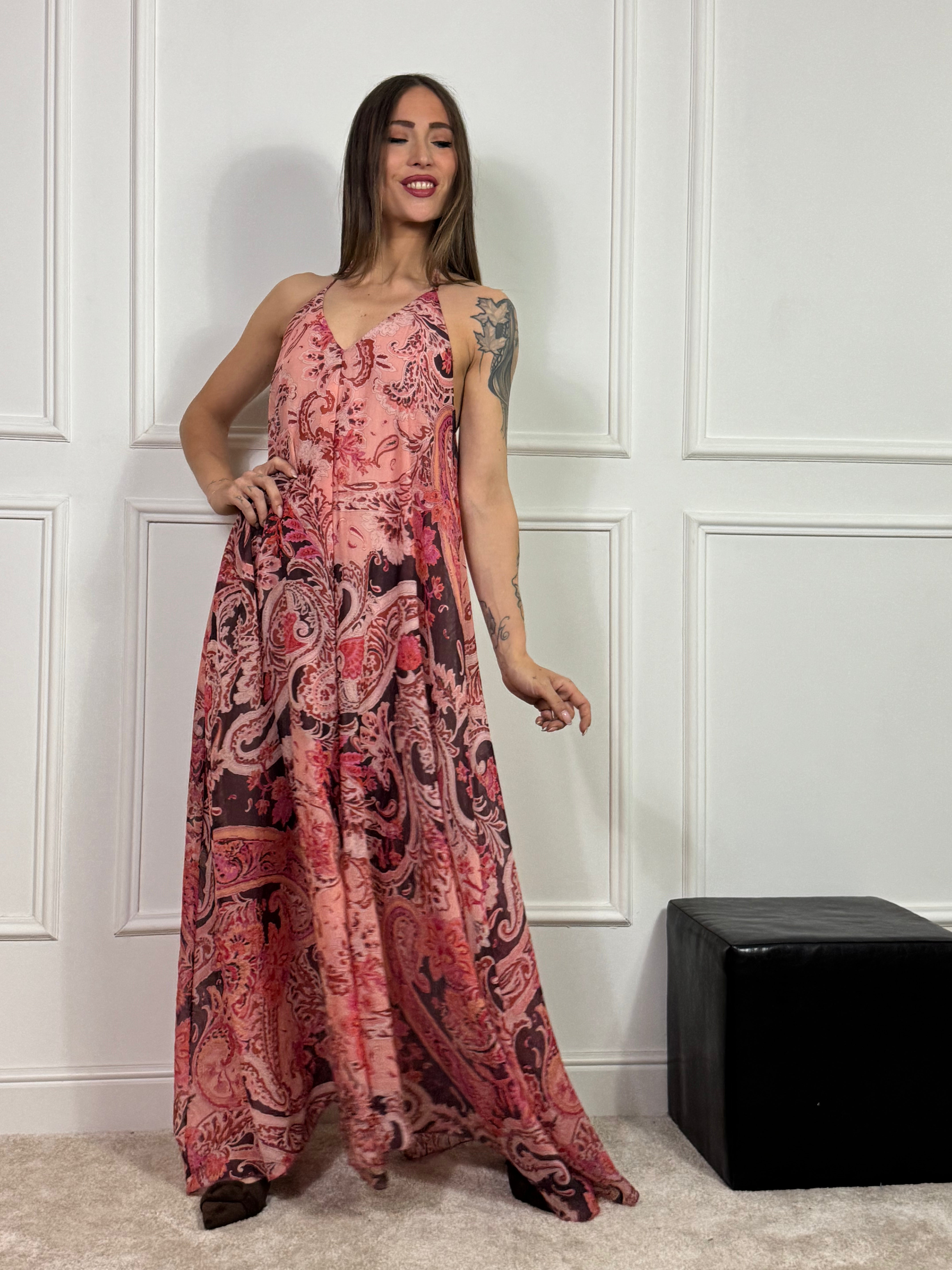 ABITO LUNGO Susy Mix FANTASIA DAMASCO- ROSA