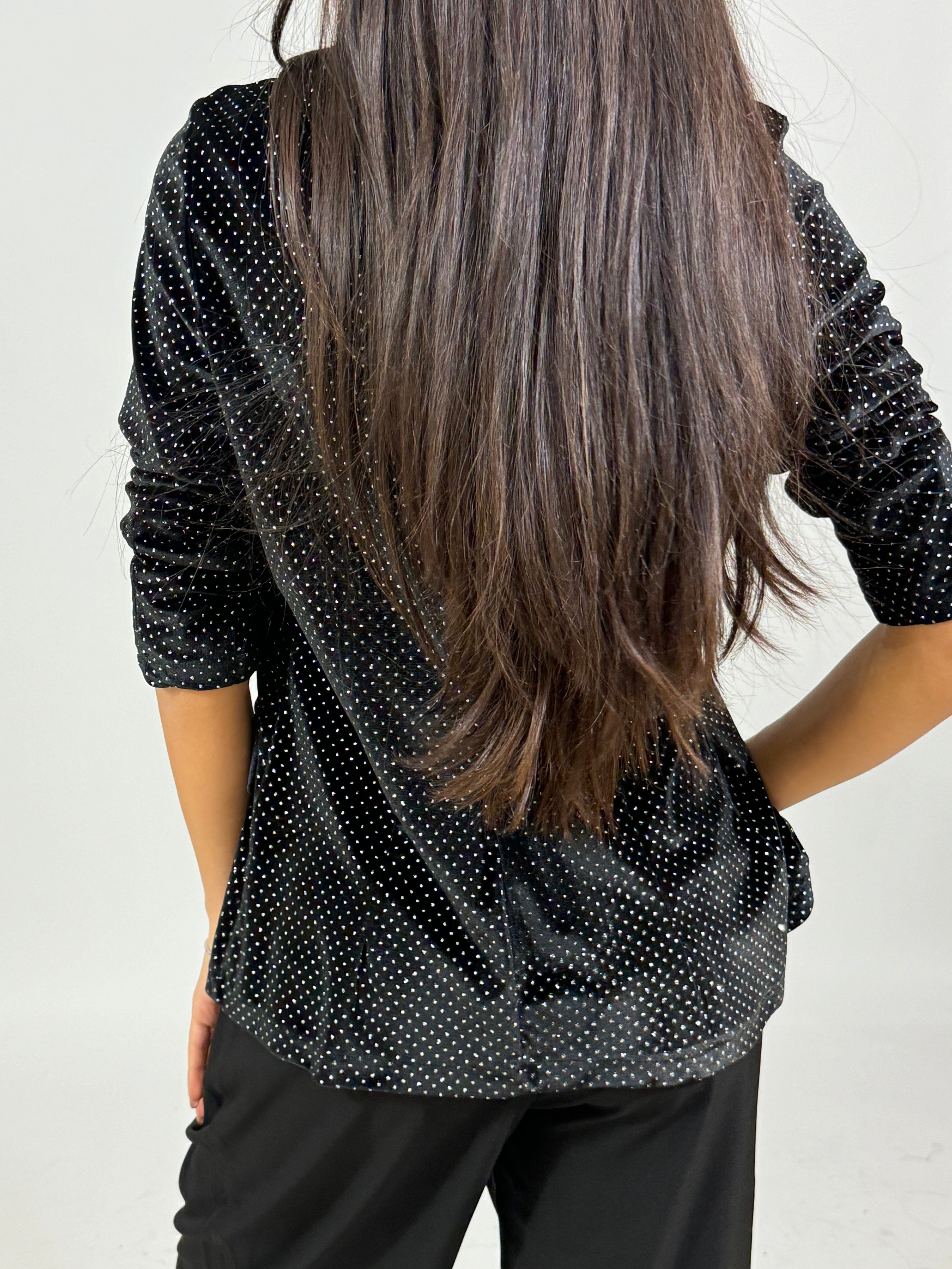 Giacca blazer Victoria ILMH in vellutino con pois lurex