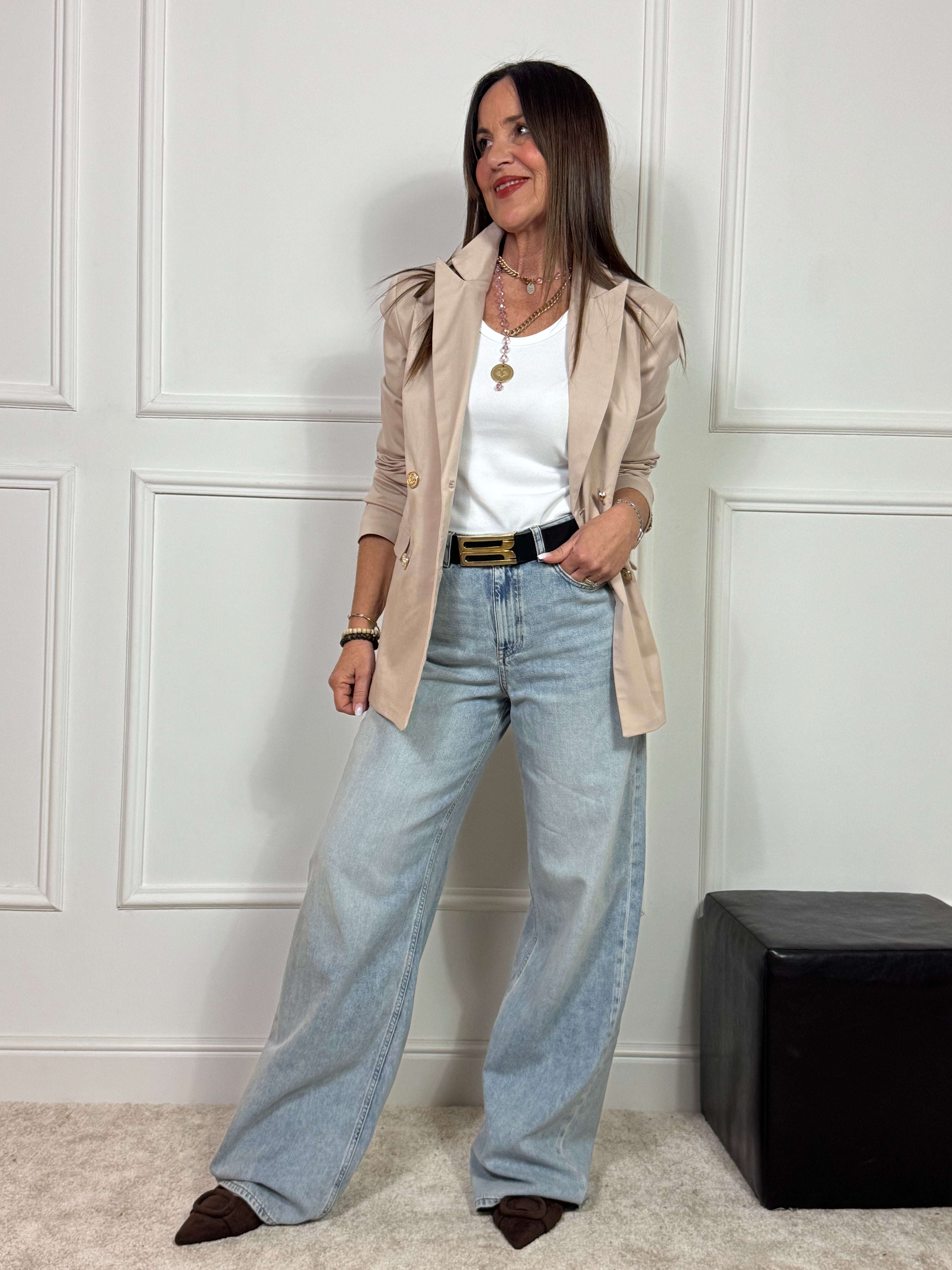 GIACCA blazer lyocell e cotone Susy Mix DOPPIOPETTO BOTTONI ORO