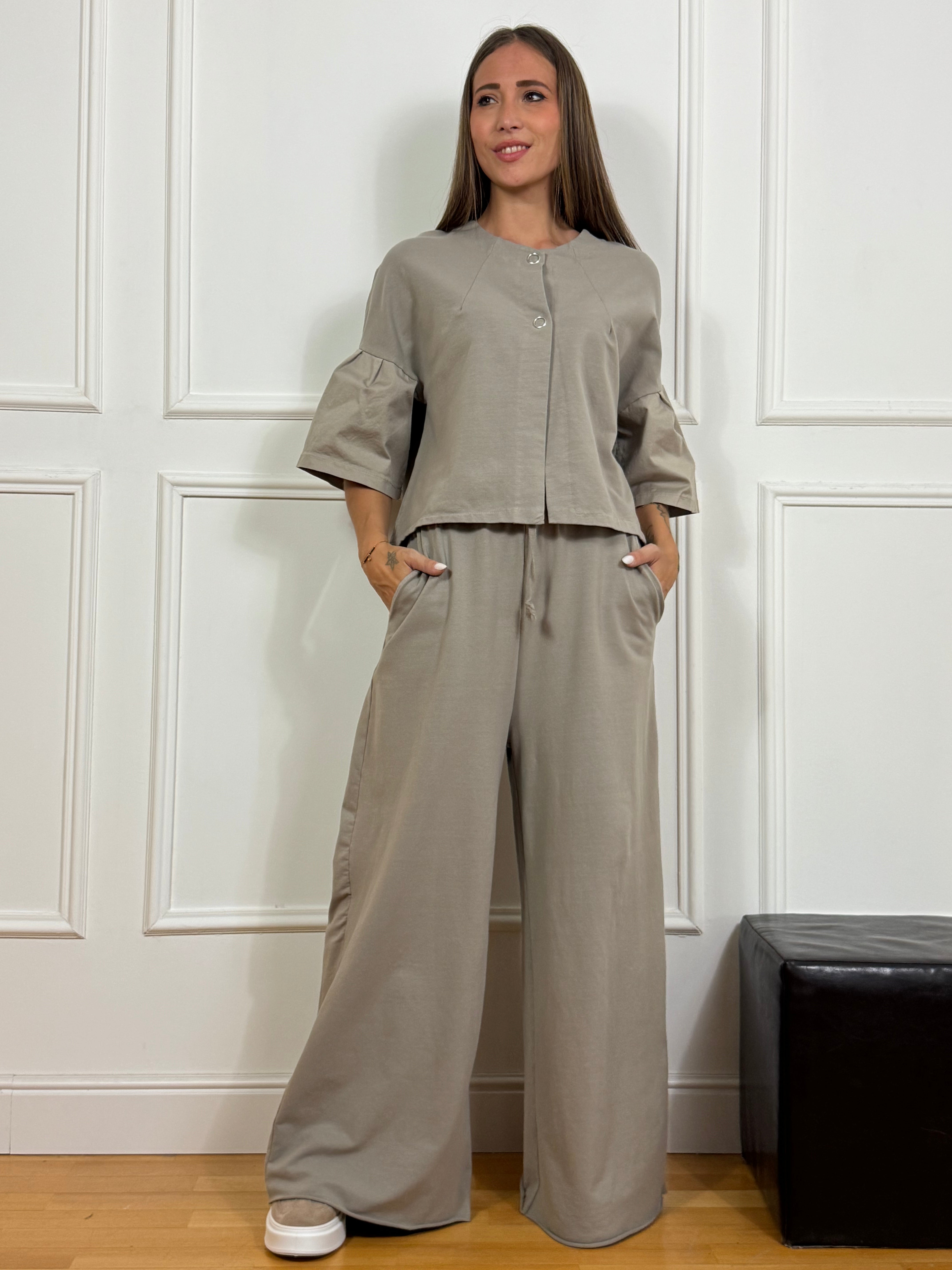 Pantalone in felpa garzata Victoria ILMH PALAZZO