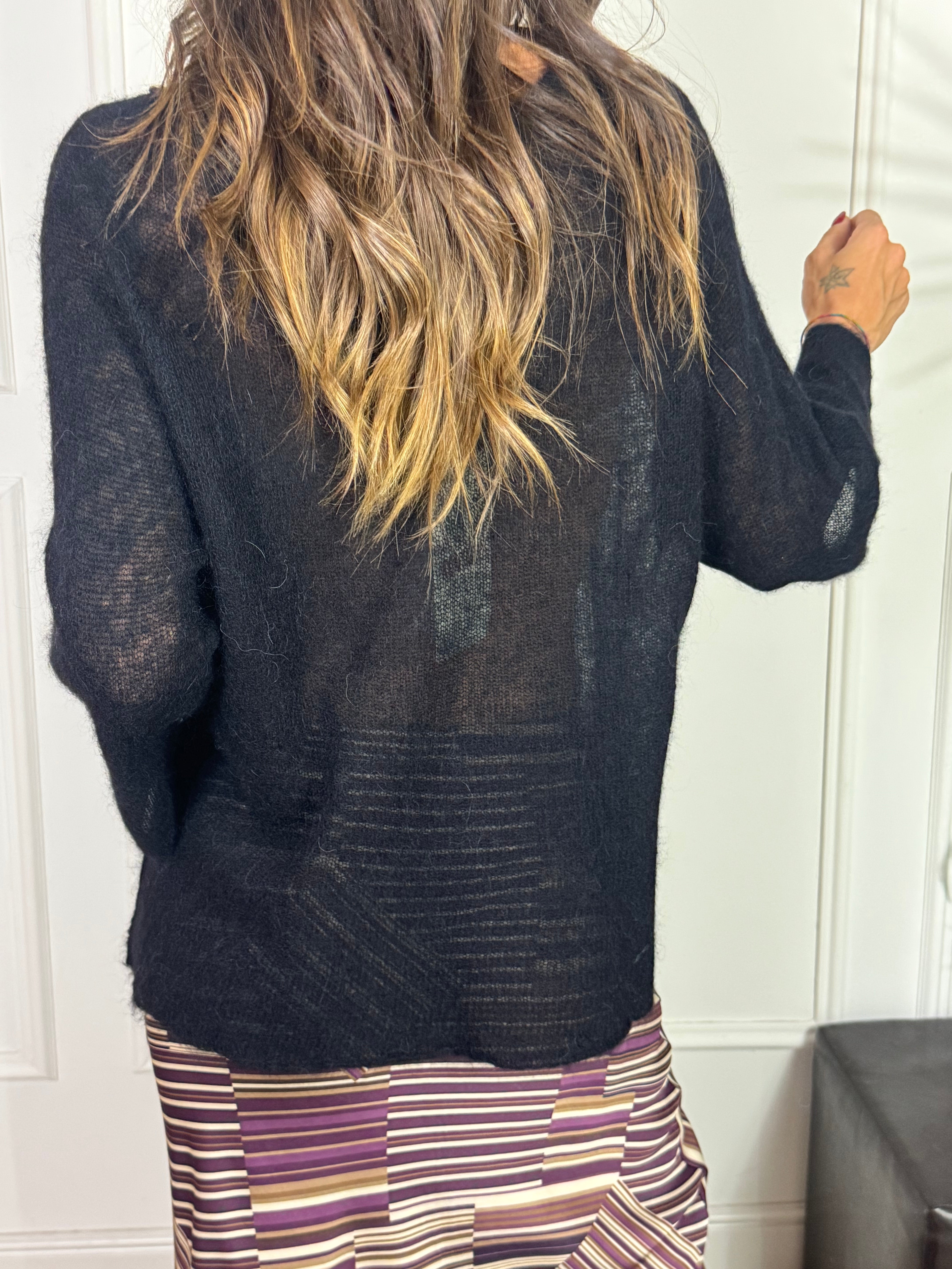 Maglia misto ALPACA Kontatto GIROCOLLO MANICA TRE QUARTI SVASATA