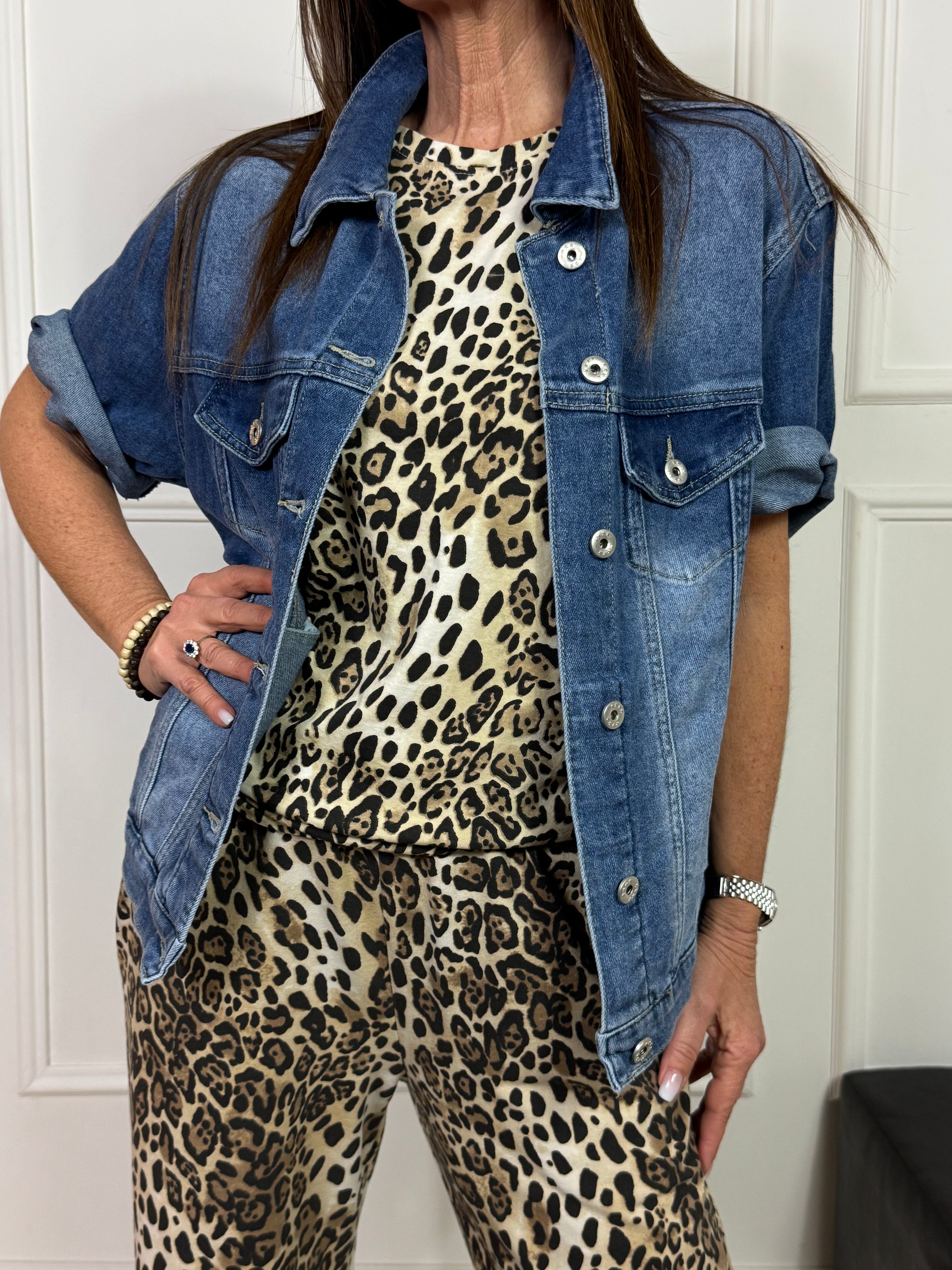 Giacca di jeans LUNGA Susy Mix MANICA CORTA E COLLETTO