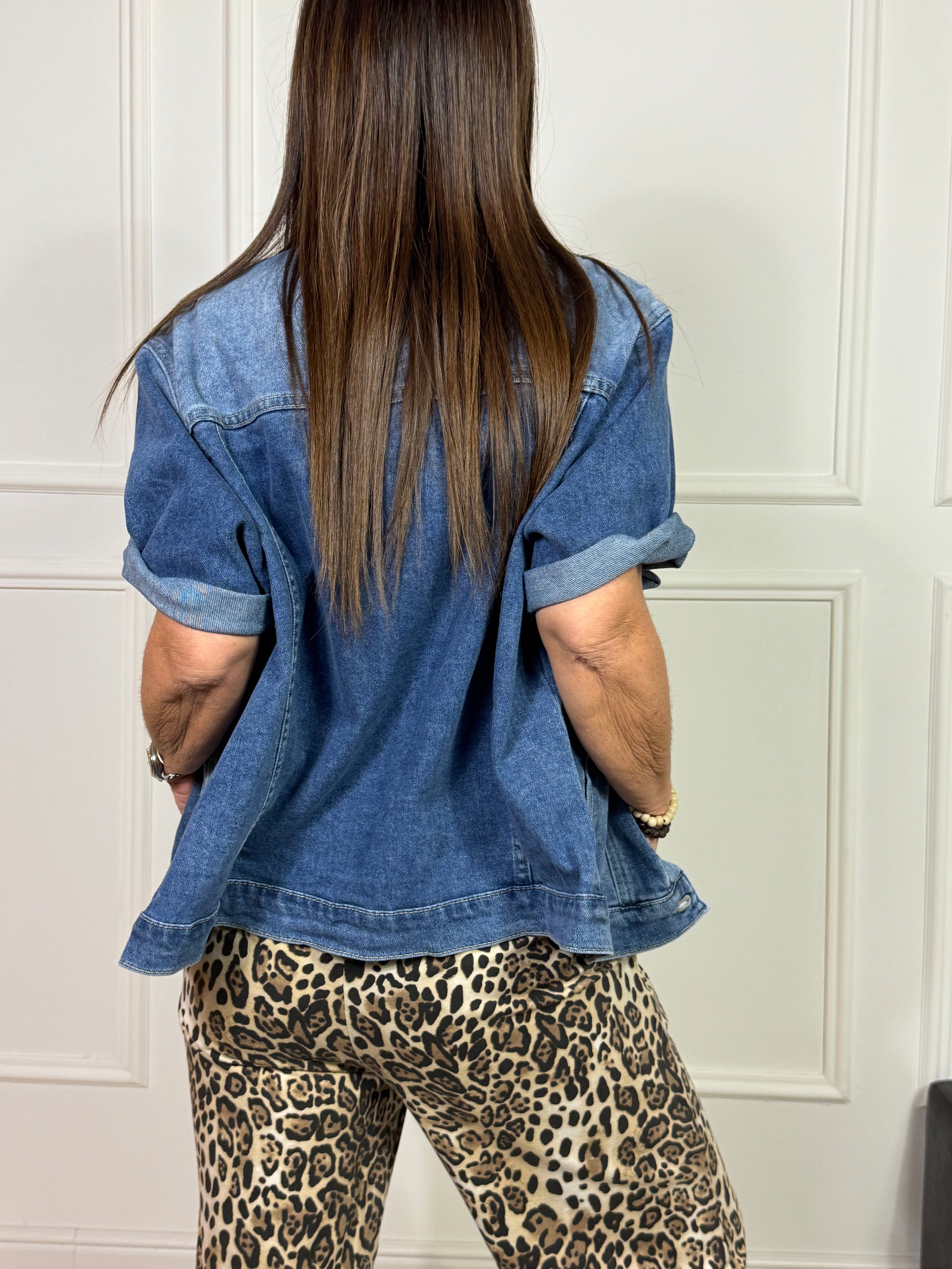 Giacca di jeans LUNGA Susy Mix MANICA CORTA E COLLETTO