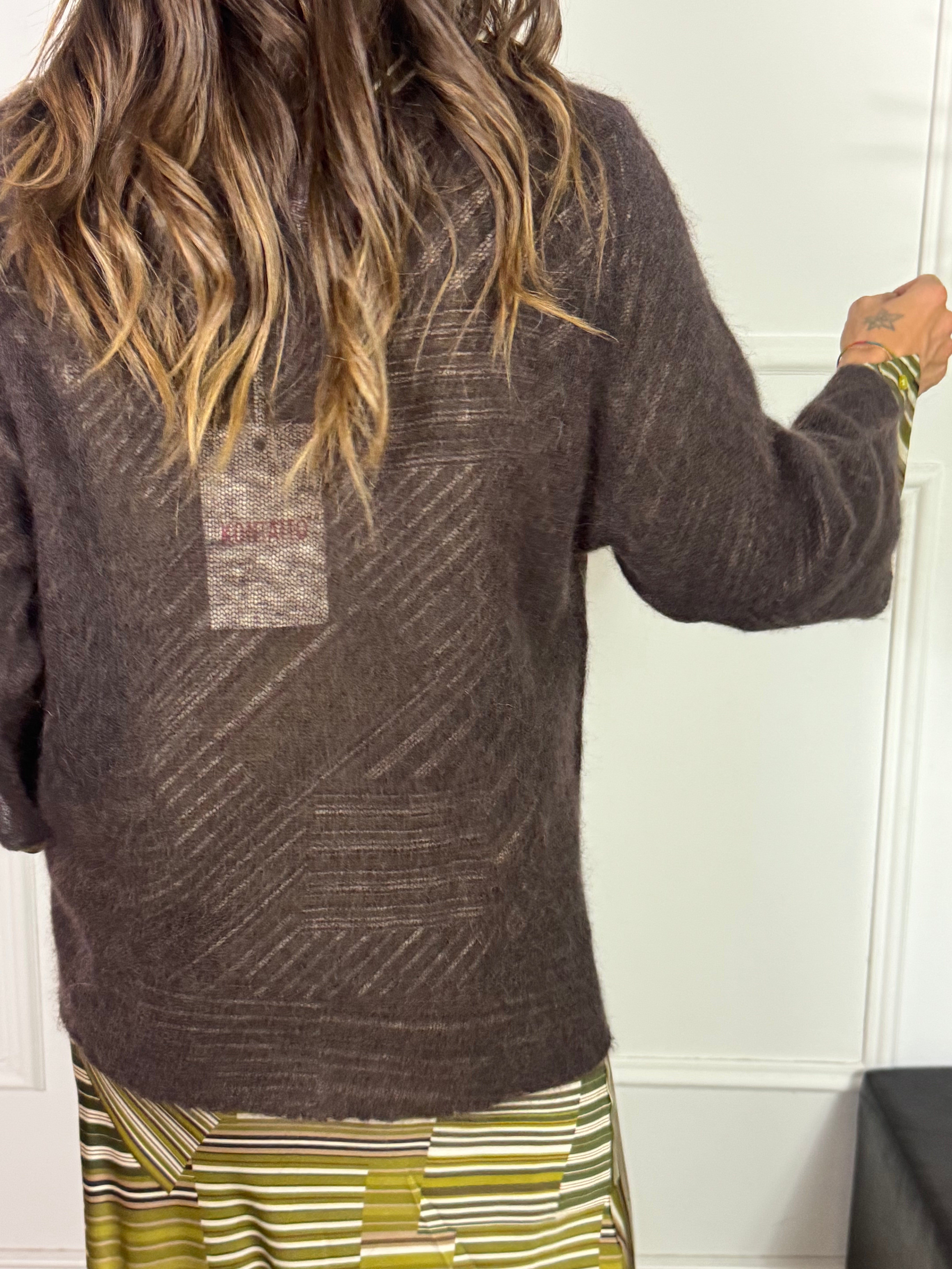 Maglia misto ALPACA Kontatto GIROCOLLO MANICA TRE QUARTI SVASATA