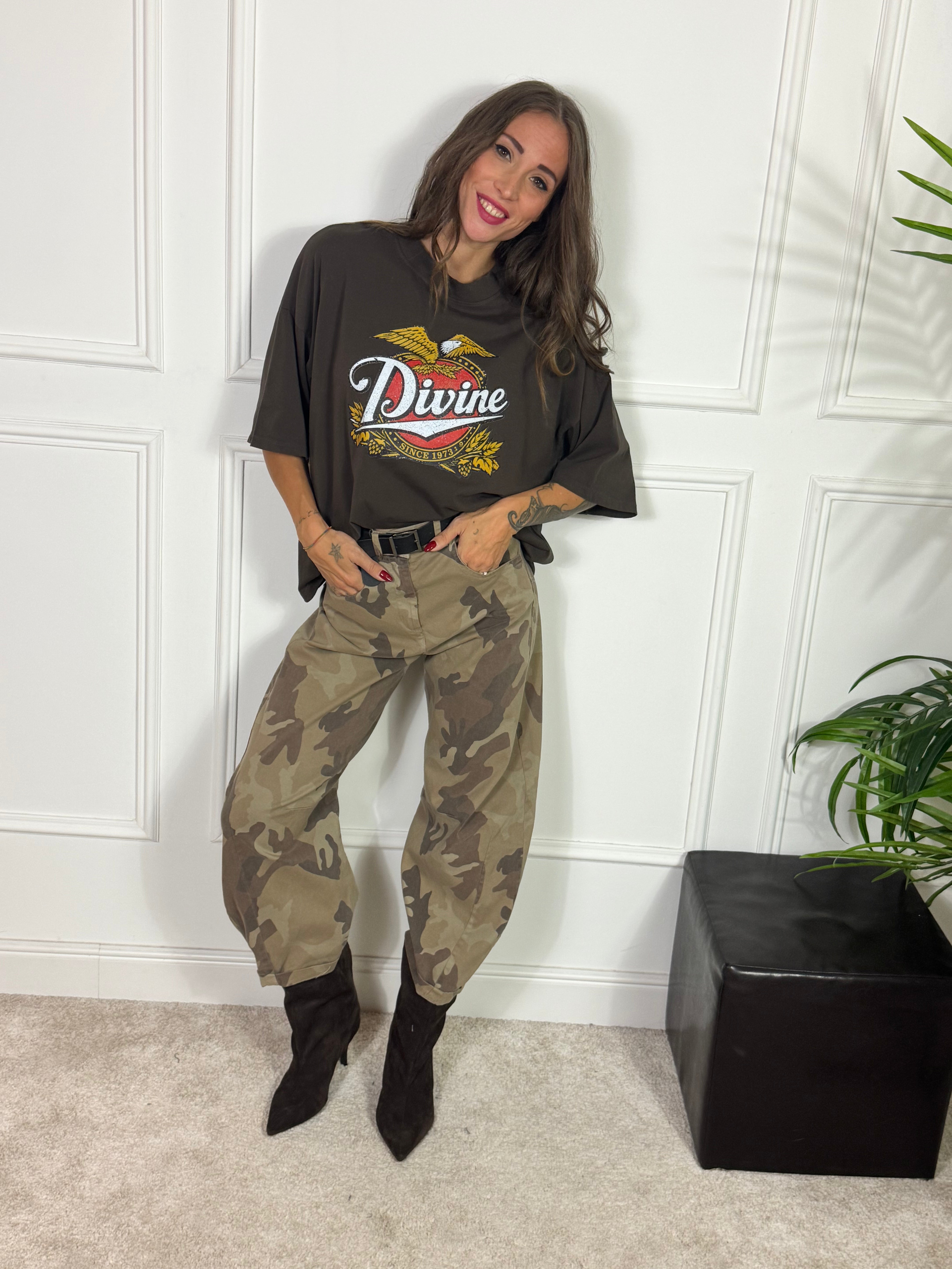 Maglia T-SHIRT OVERSIZE Susy Mix AQUILA CON SCRITTA
