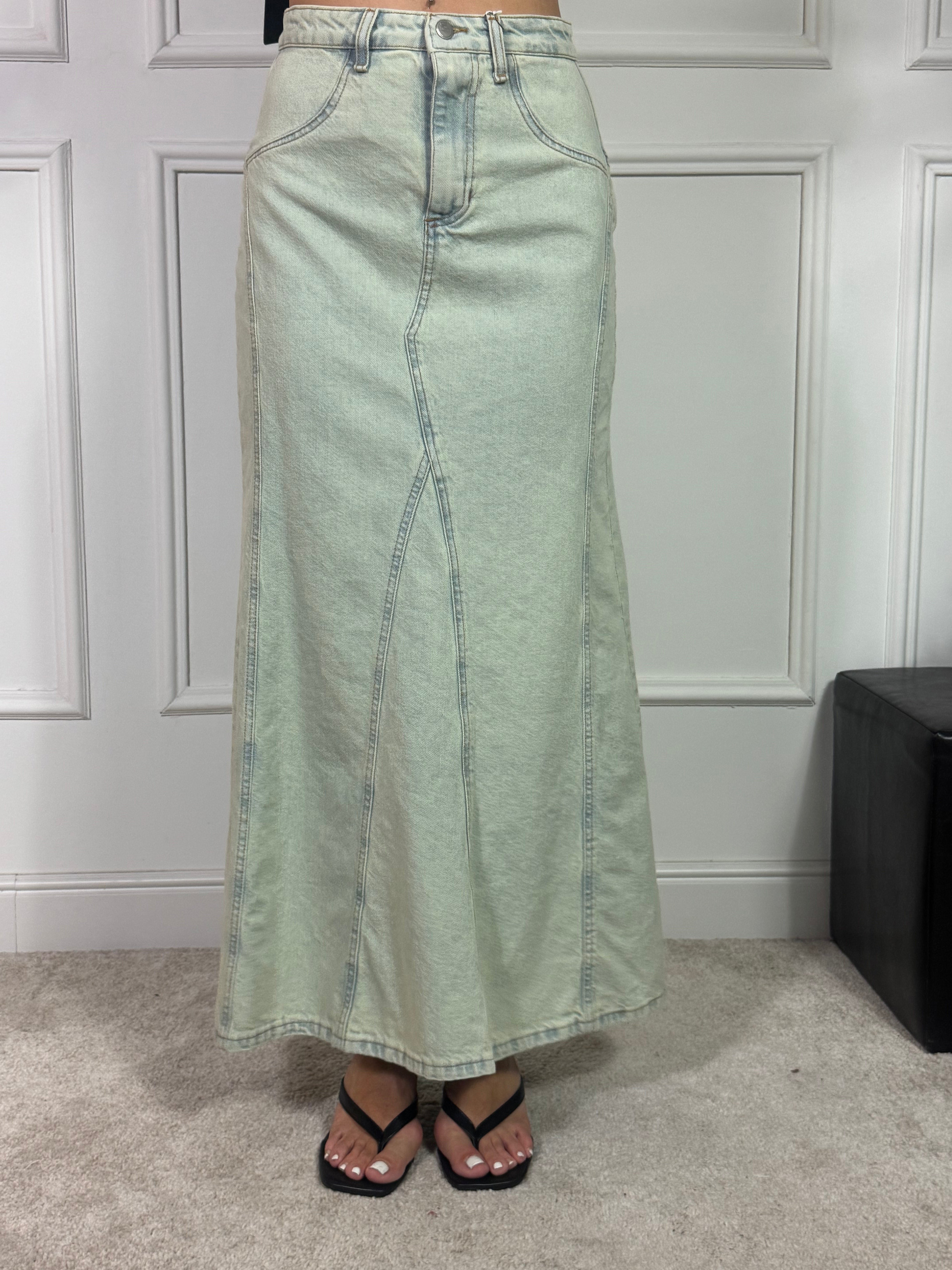 Gonna in jeans Susy Mix longuette sirena lavaggio chiaro sabbiato