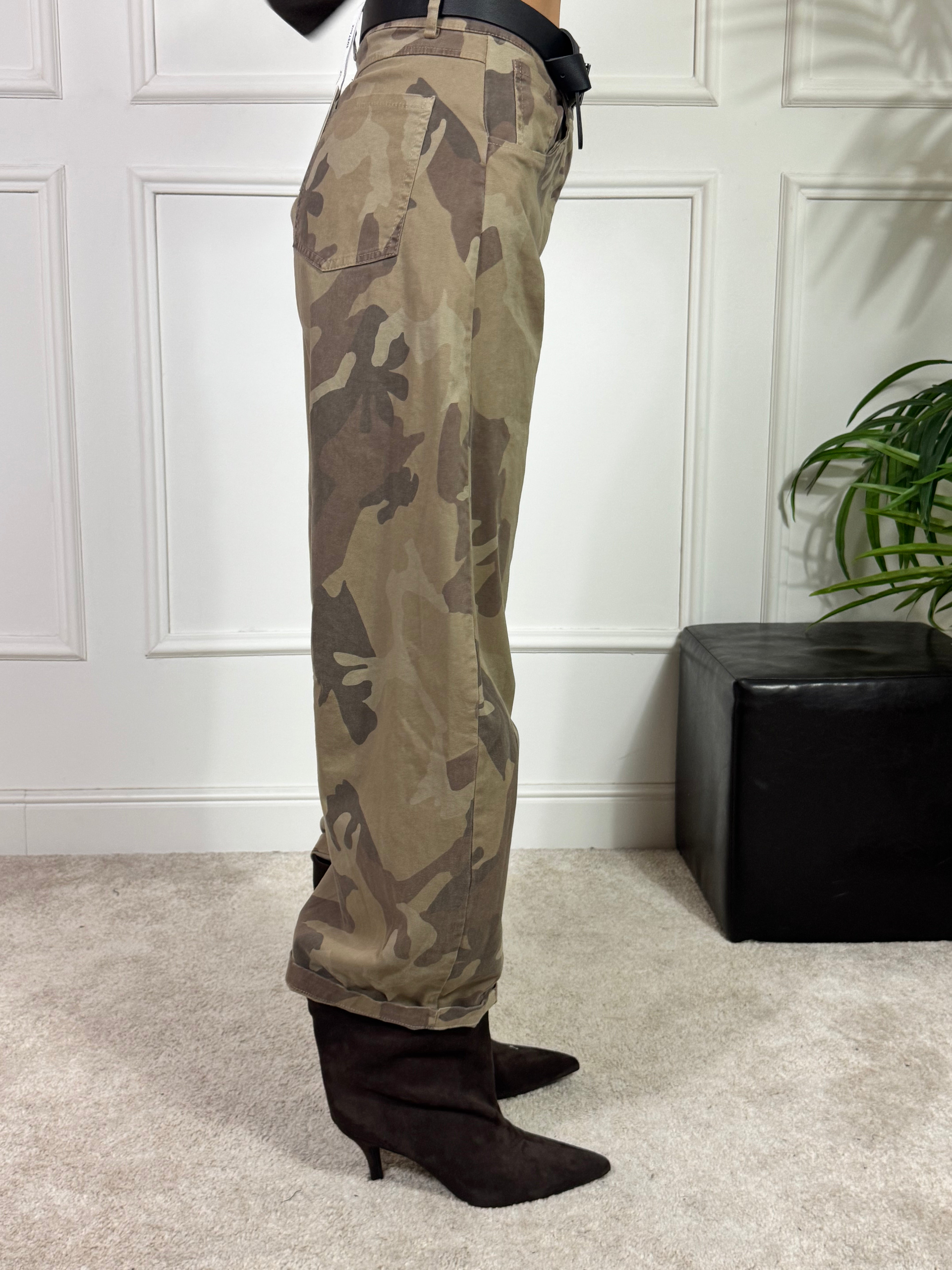 Pantalone tela cotone OVETTO Susy Mix fantasia MIMETICA