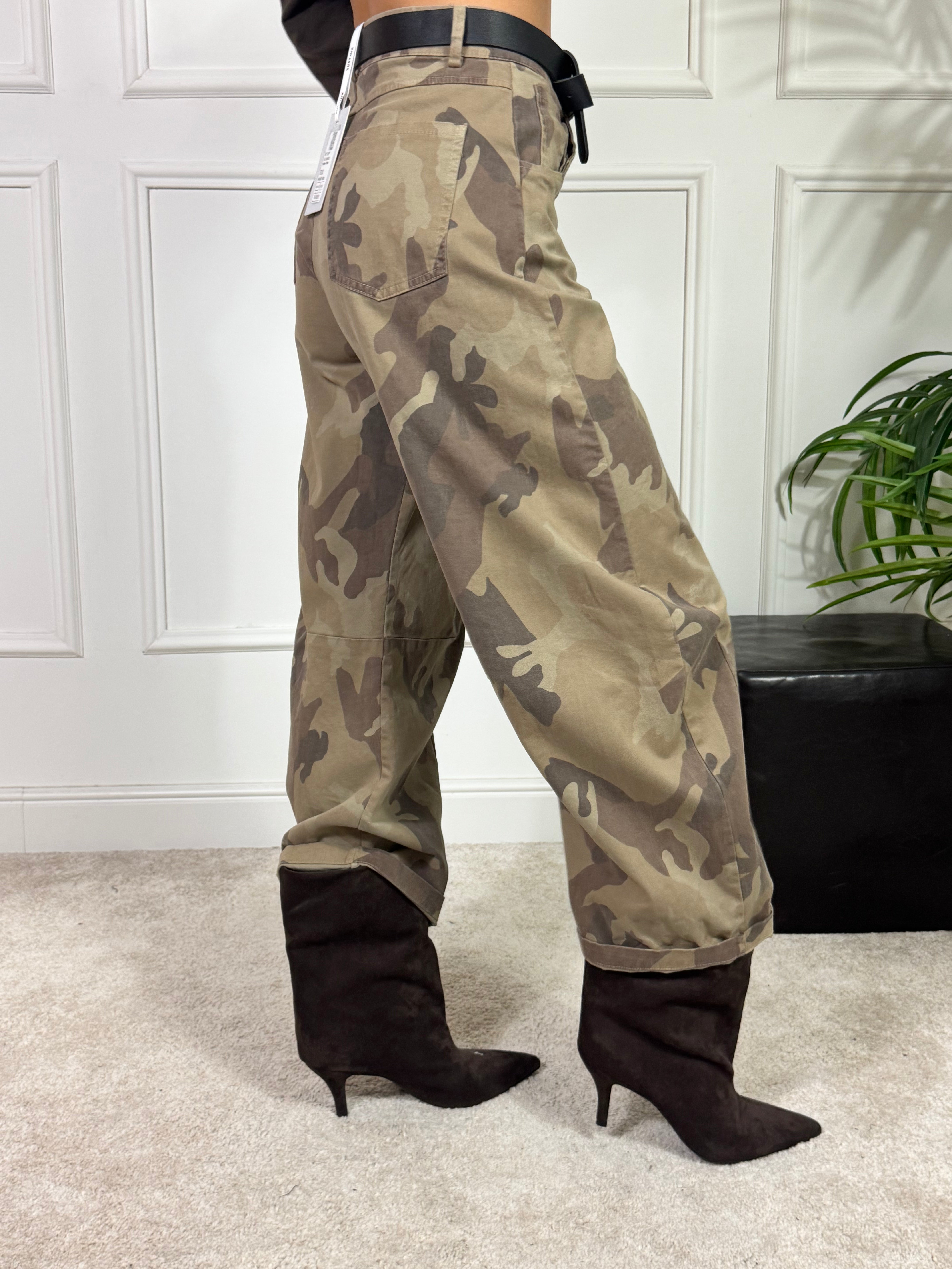 Pantalone tela cotone OVETTO Susy Mix fantasia MIMETICA