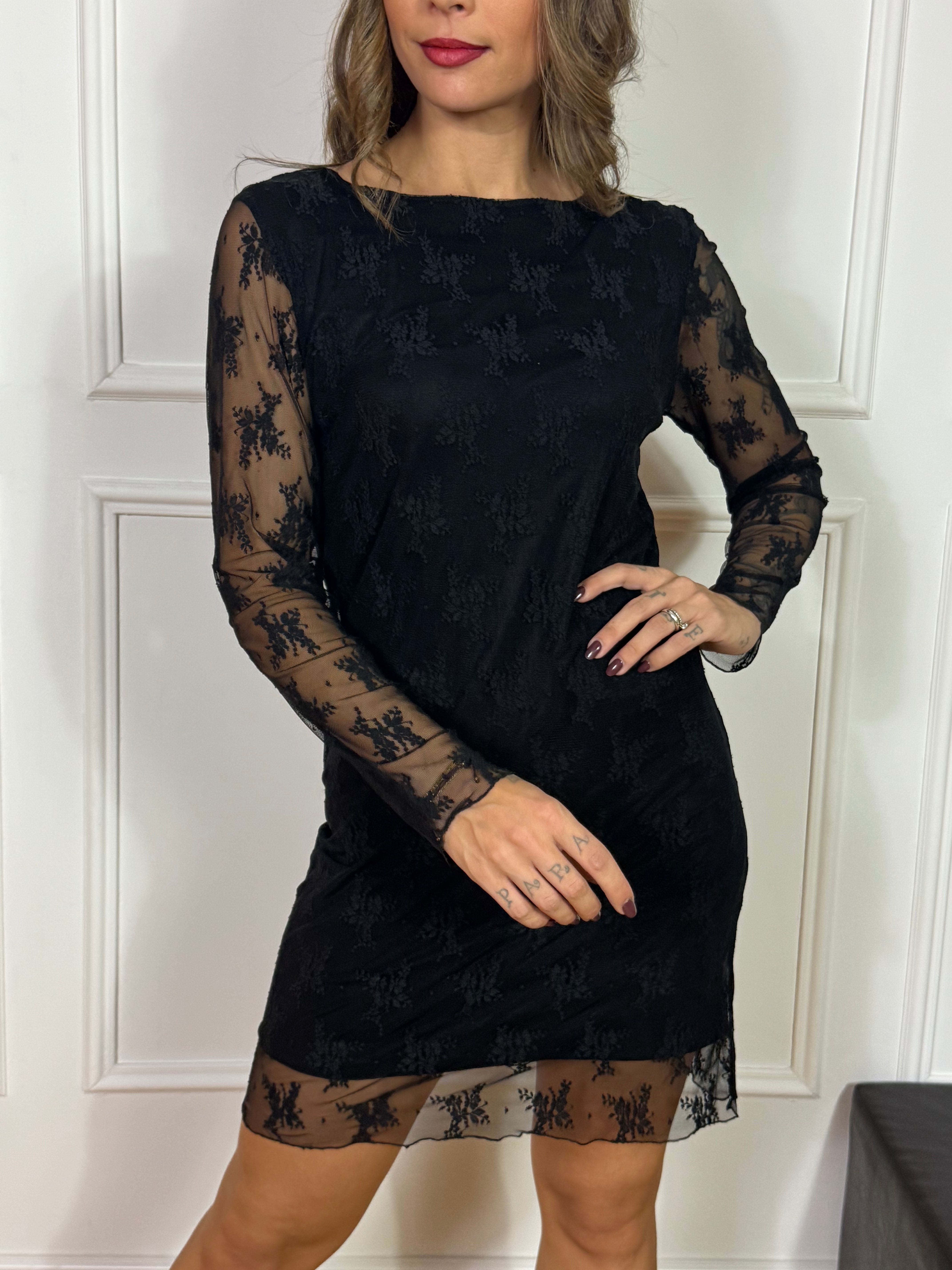 Abito Susy Mix in pizzo manica lunga