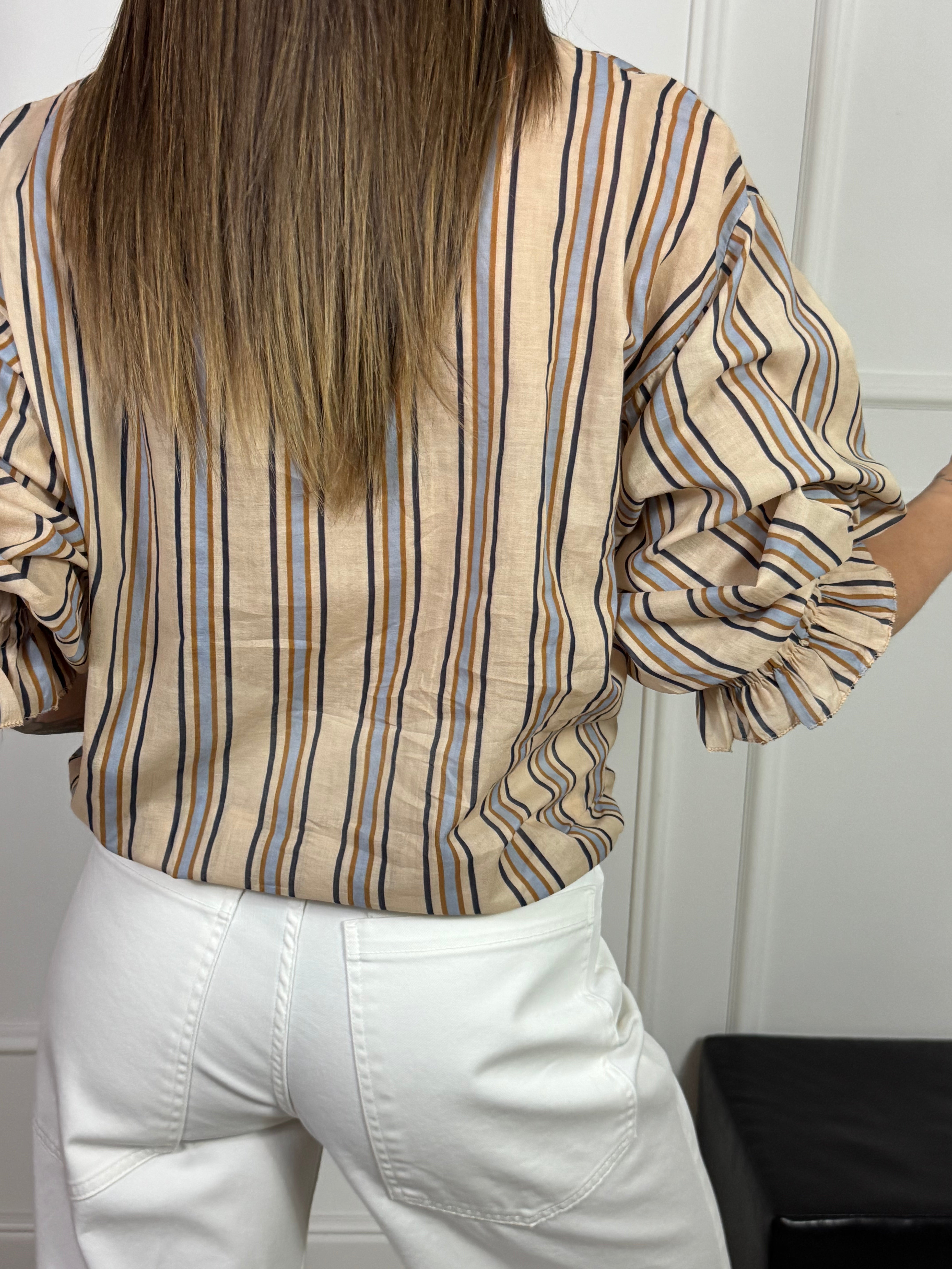 Camicia in mussola Susy Mix RIGHE E POLSINO CON ELASTICO