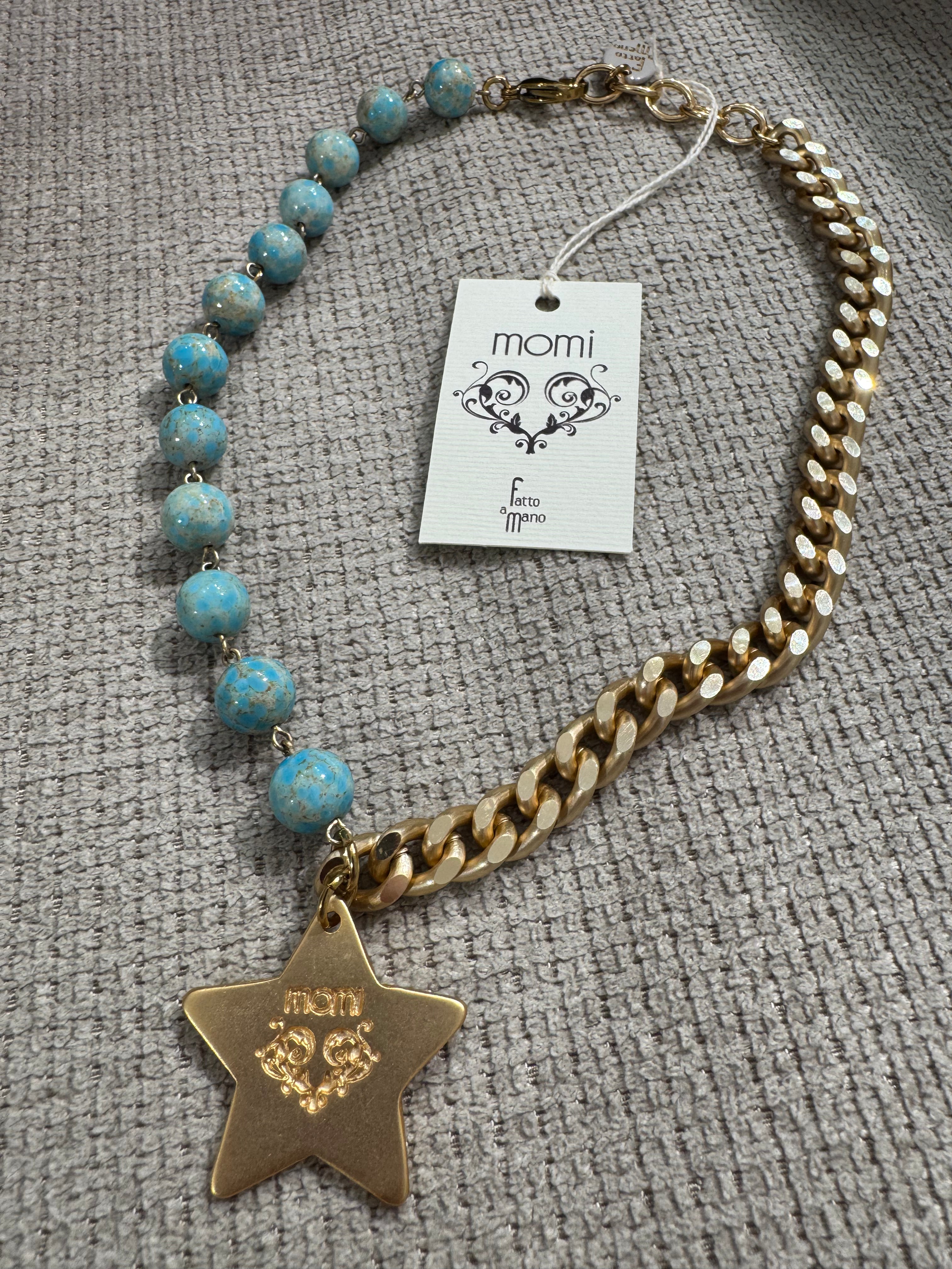 COLLANA CORTA / BRACCIALE DOPPIO GIRO Momi FRANCESCA- catena ORO - ciondolo STELLA