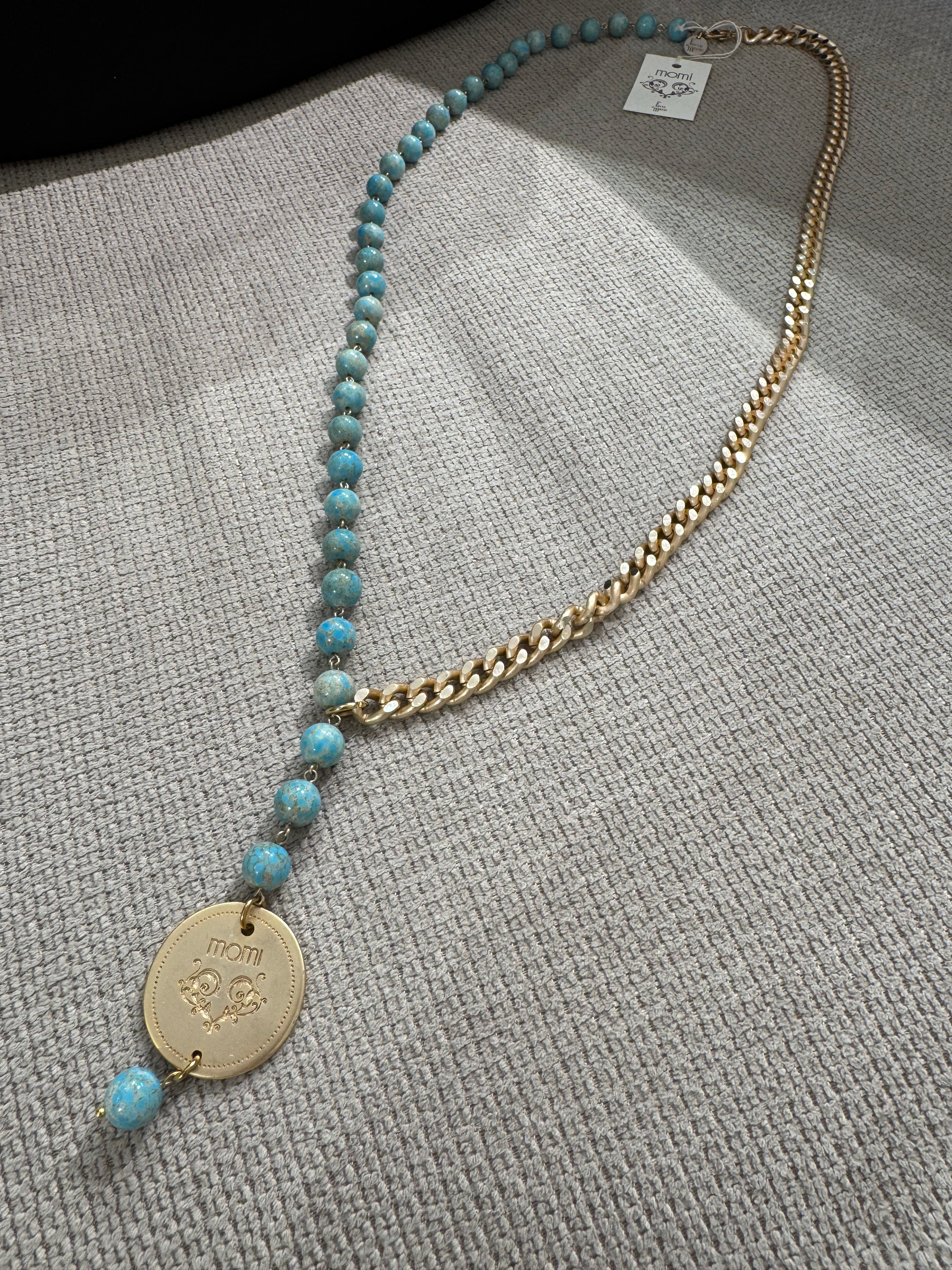 Collana Momi FRANCESCA LUNGA - catena ORO - ciondolo MEDAGLIA TONDO