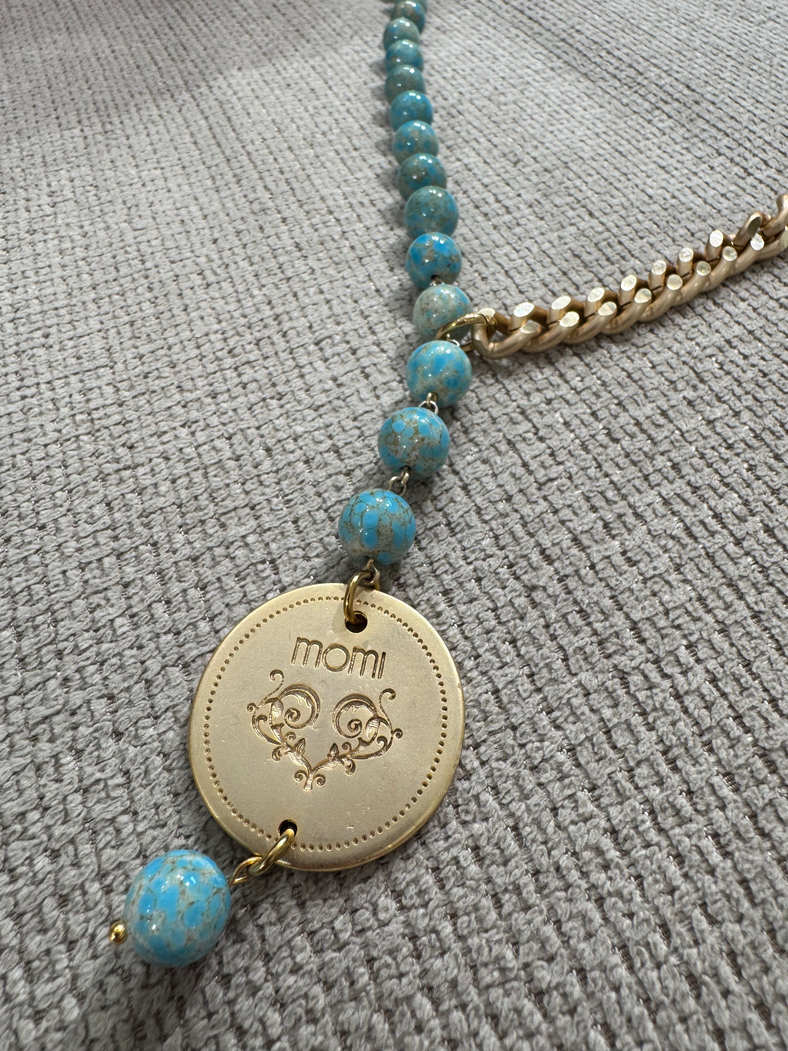 Collana Momi FRANCESCA LUNGA - catena ORO - ciondolo MEDAGLIA TONDO