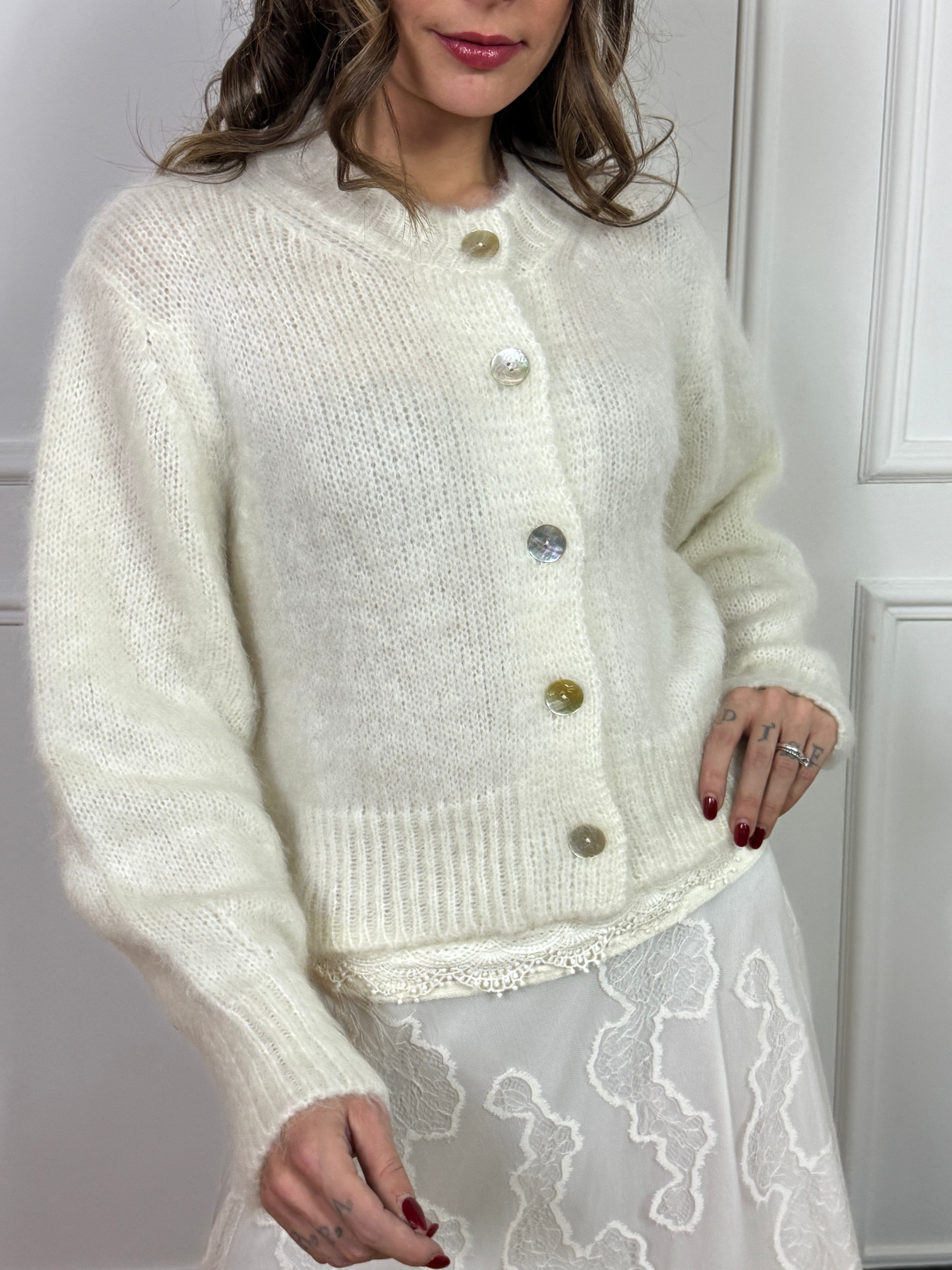 CARDIGAN CON BOTTONI  misto mohair Kontatto