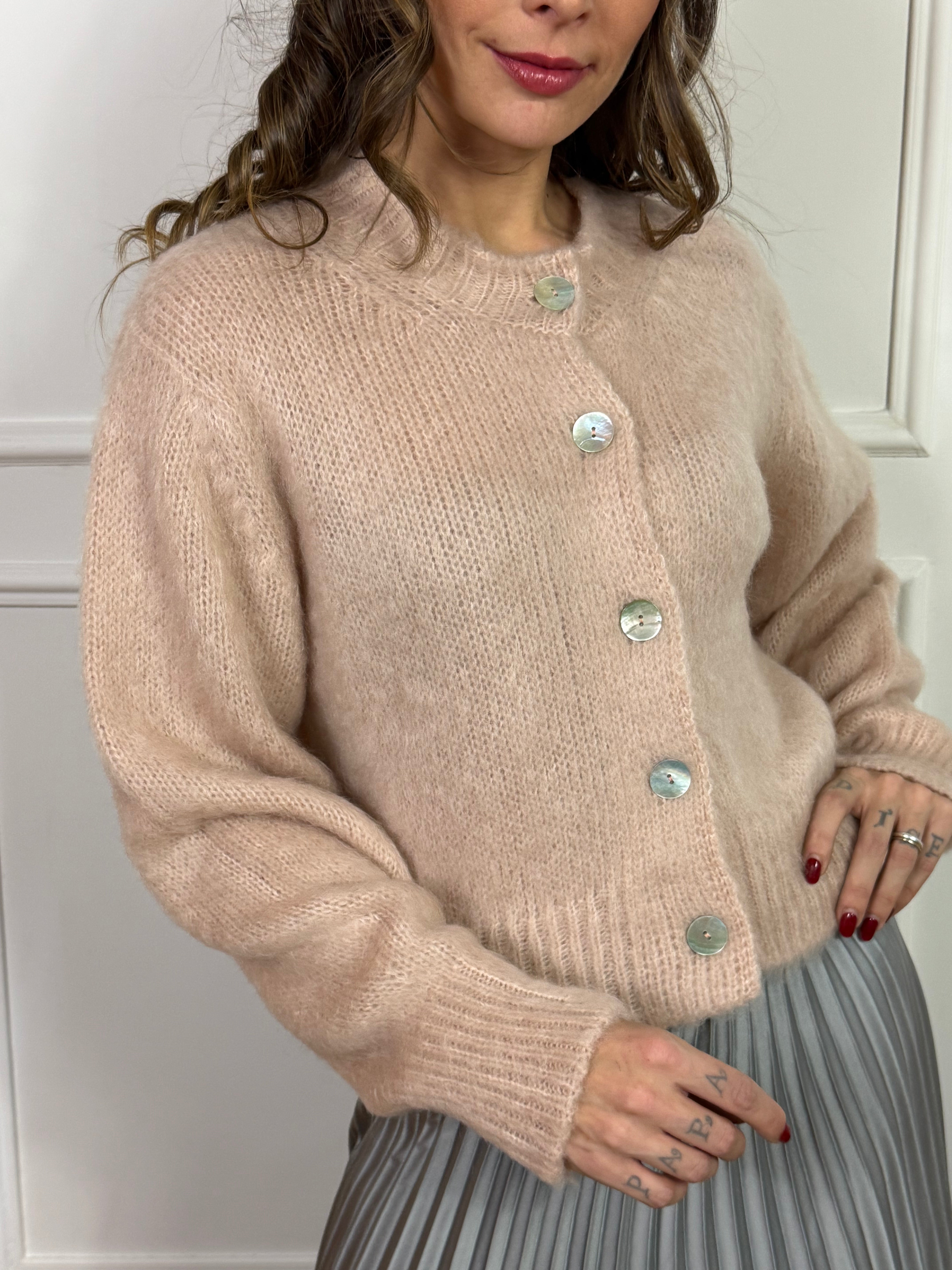 CARDIGAN CON BOTTONI  misto mohair Kontatto