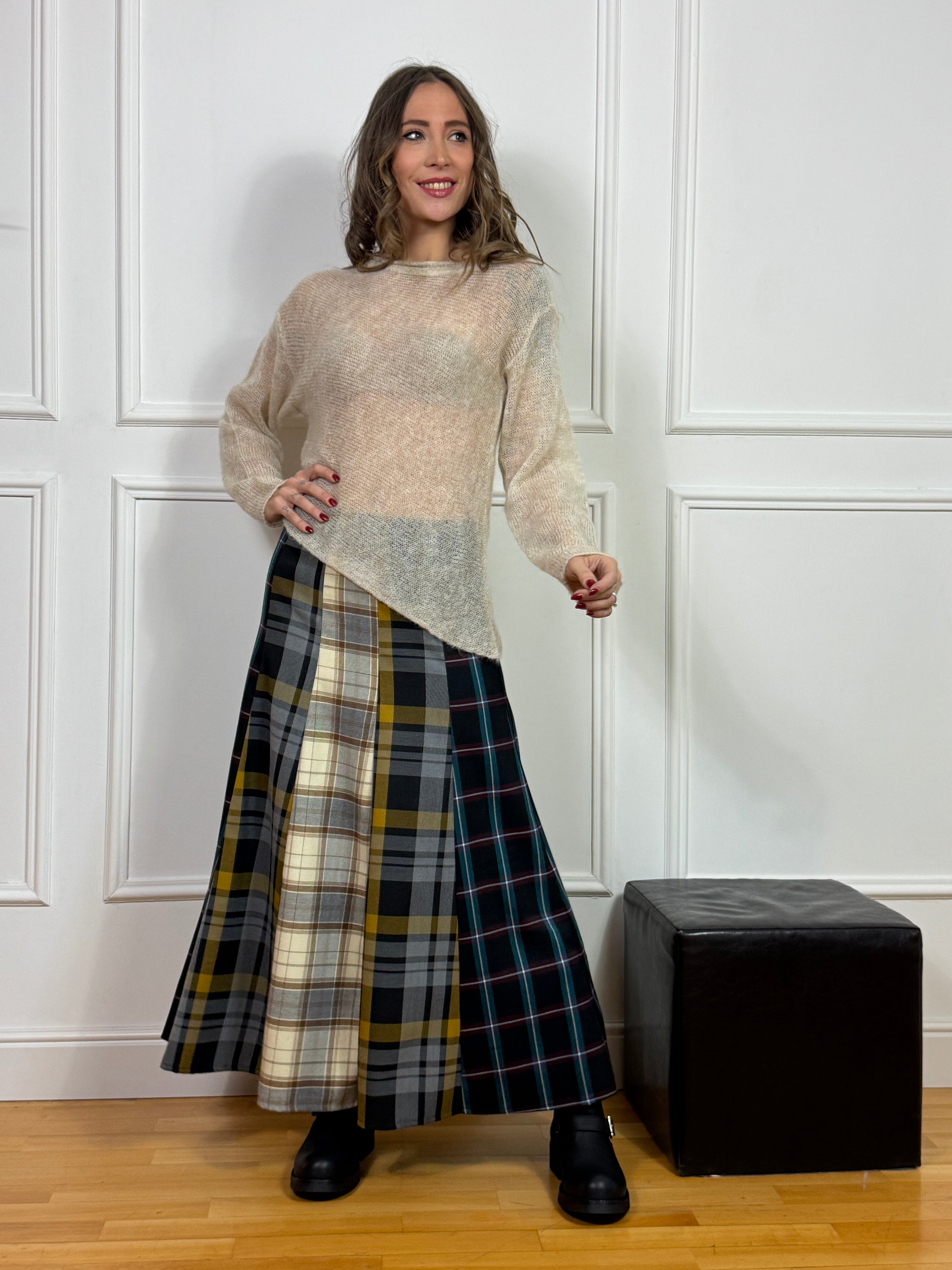 Gonna Kontatto SVASATA SCOZZESE MULTICOLORE