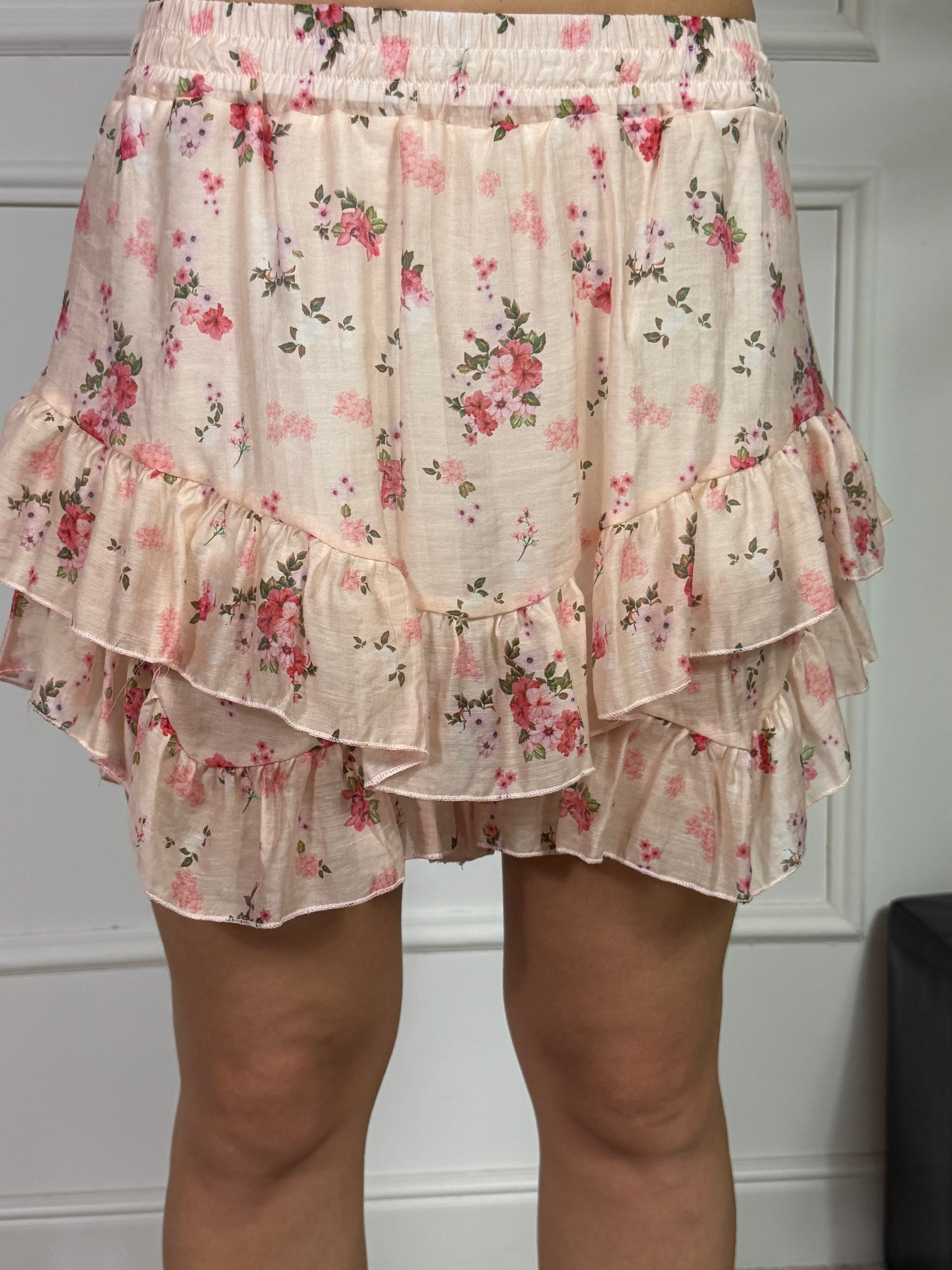 Gonna shorts con balze Kikisix fantasia ROSA TENUE FIORELLINI