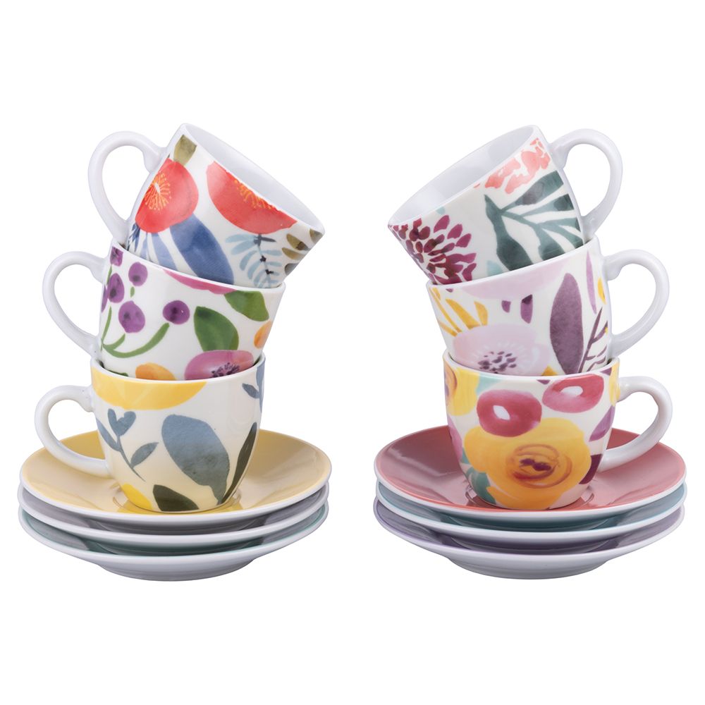 Tazze caffè c/piatto fiori