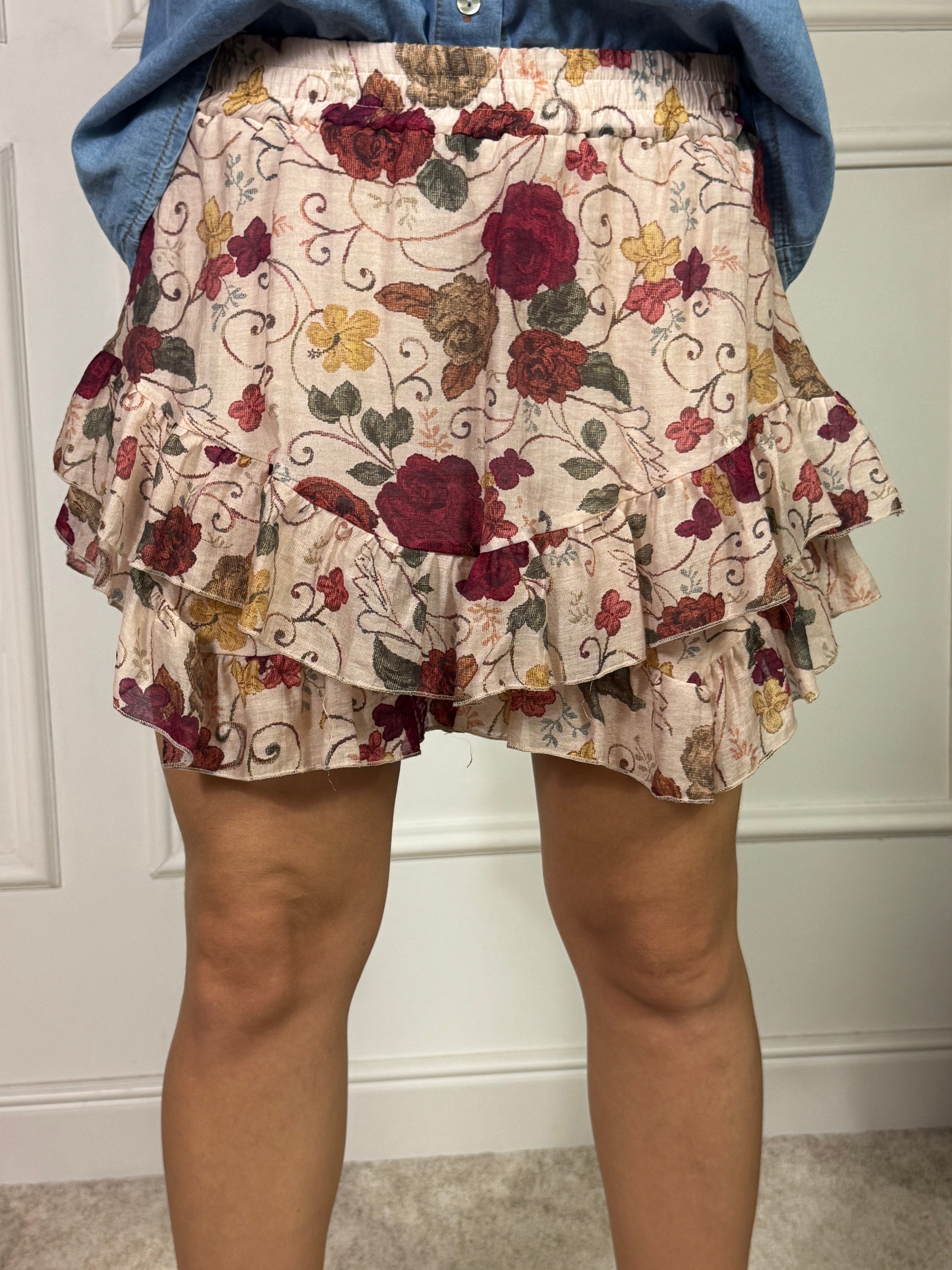 Gonna shorts con balze Kikisix fantasia FIORI ANTIQUE