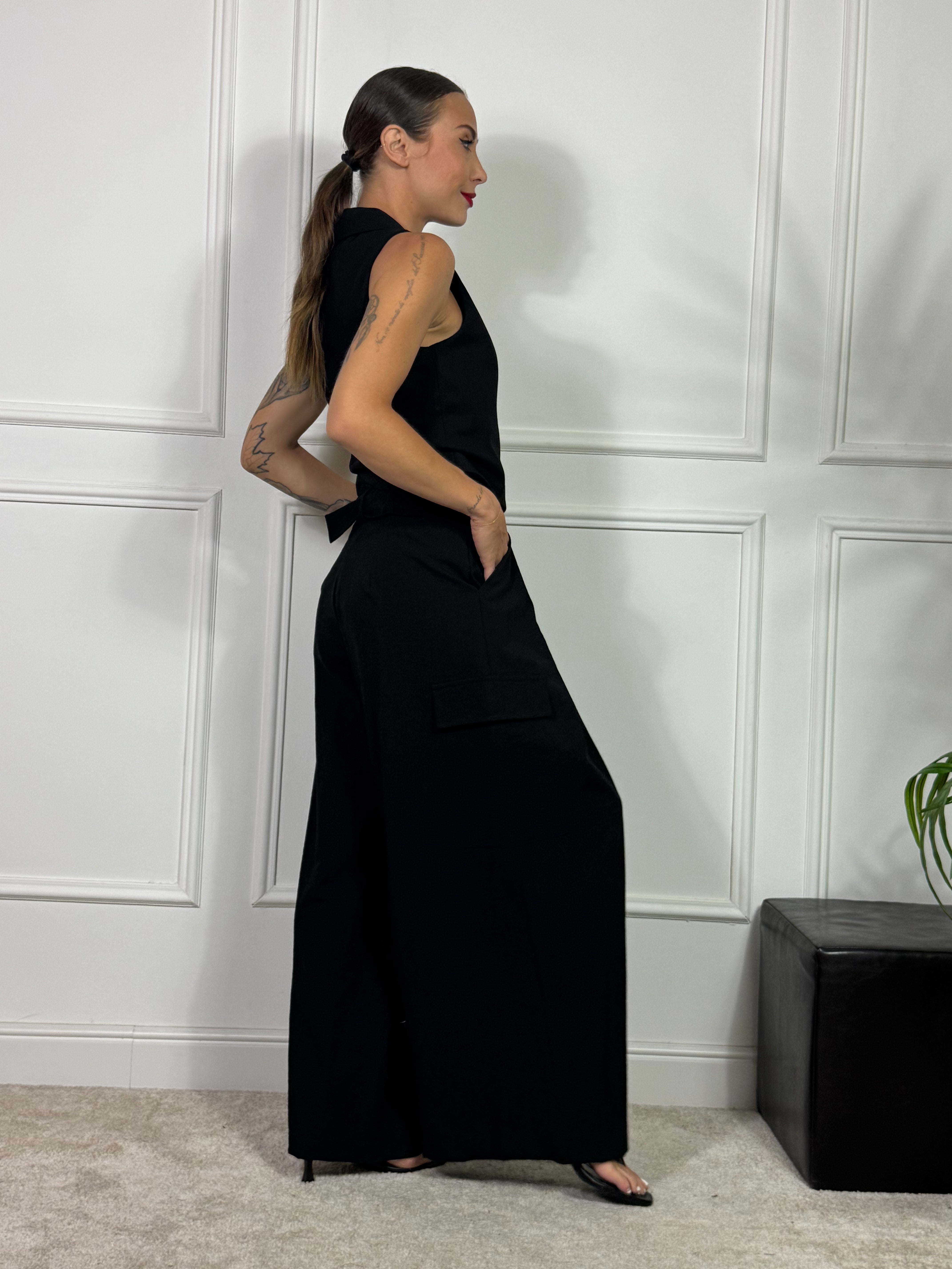 Pantalone ampio CARGO PINCES Susy Mix con TASCONI LATERALI E CINTURA