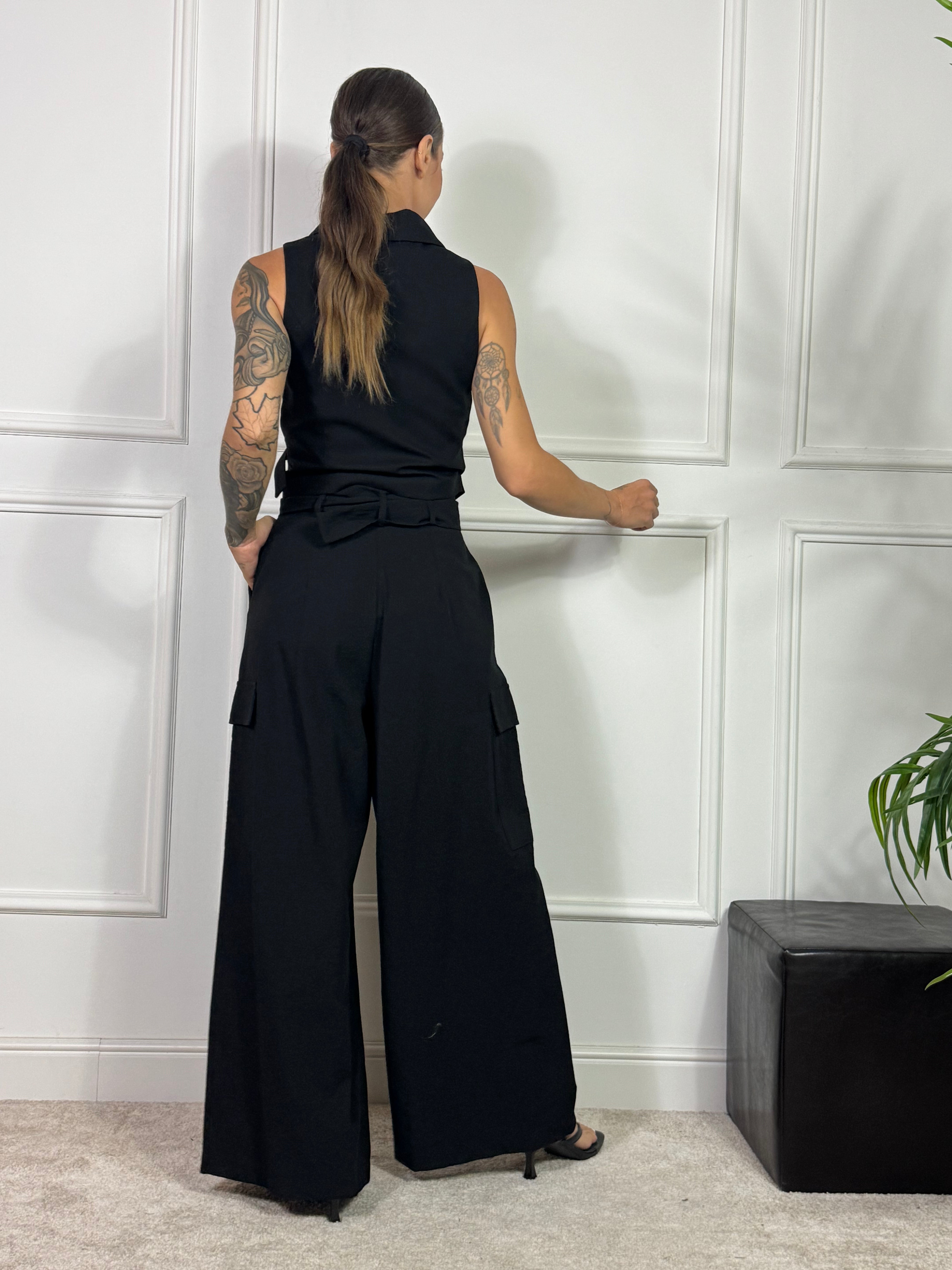 Pantalone ampio CARGO PINCES Susy Mix con TASCONI LATERALI E CINTURA