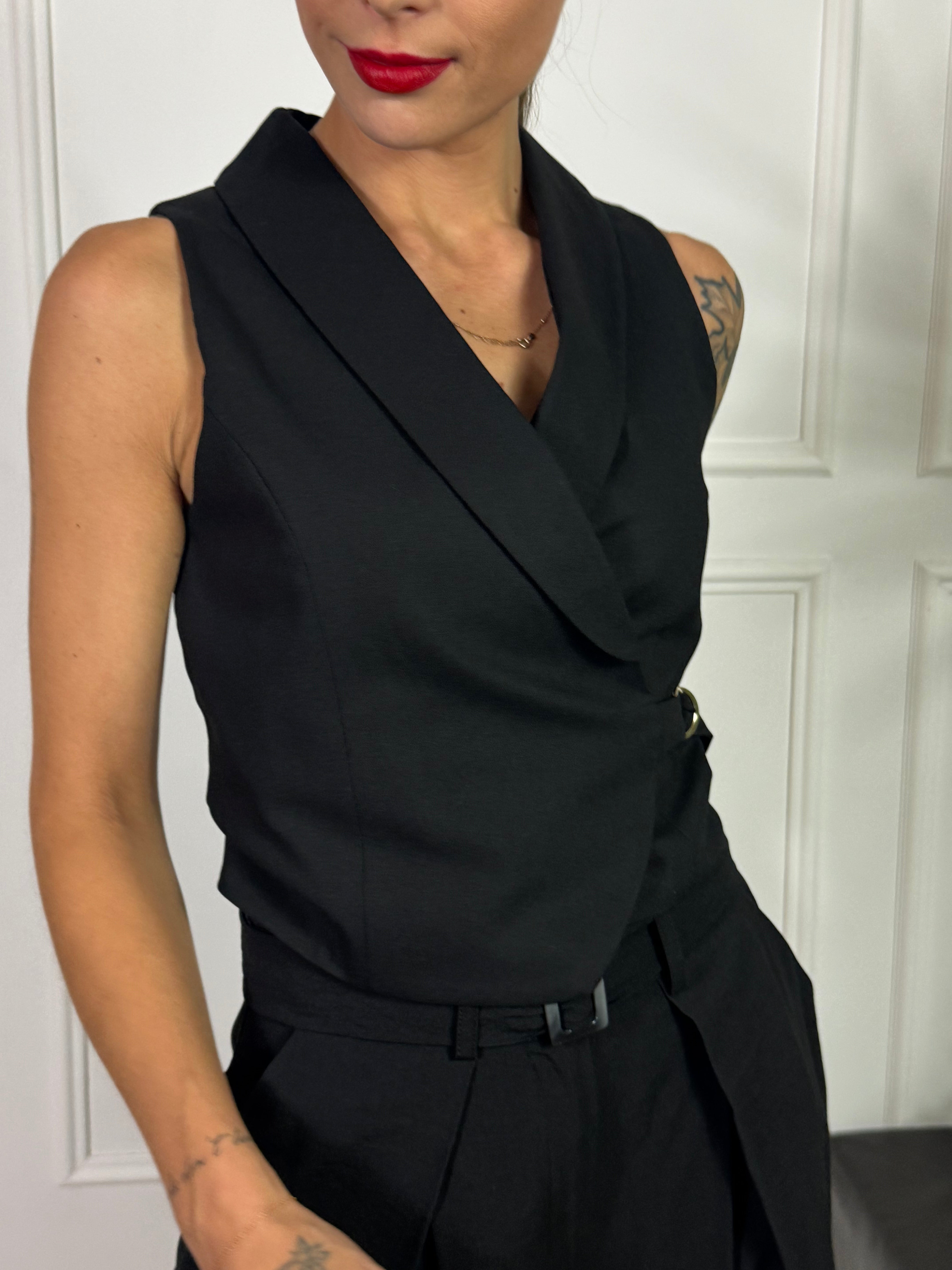 Gilet Susy Mix con revers e allaccio laterale