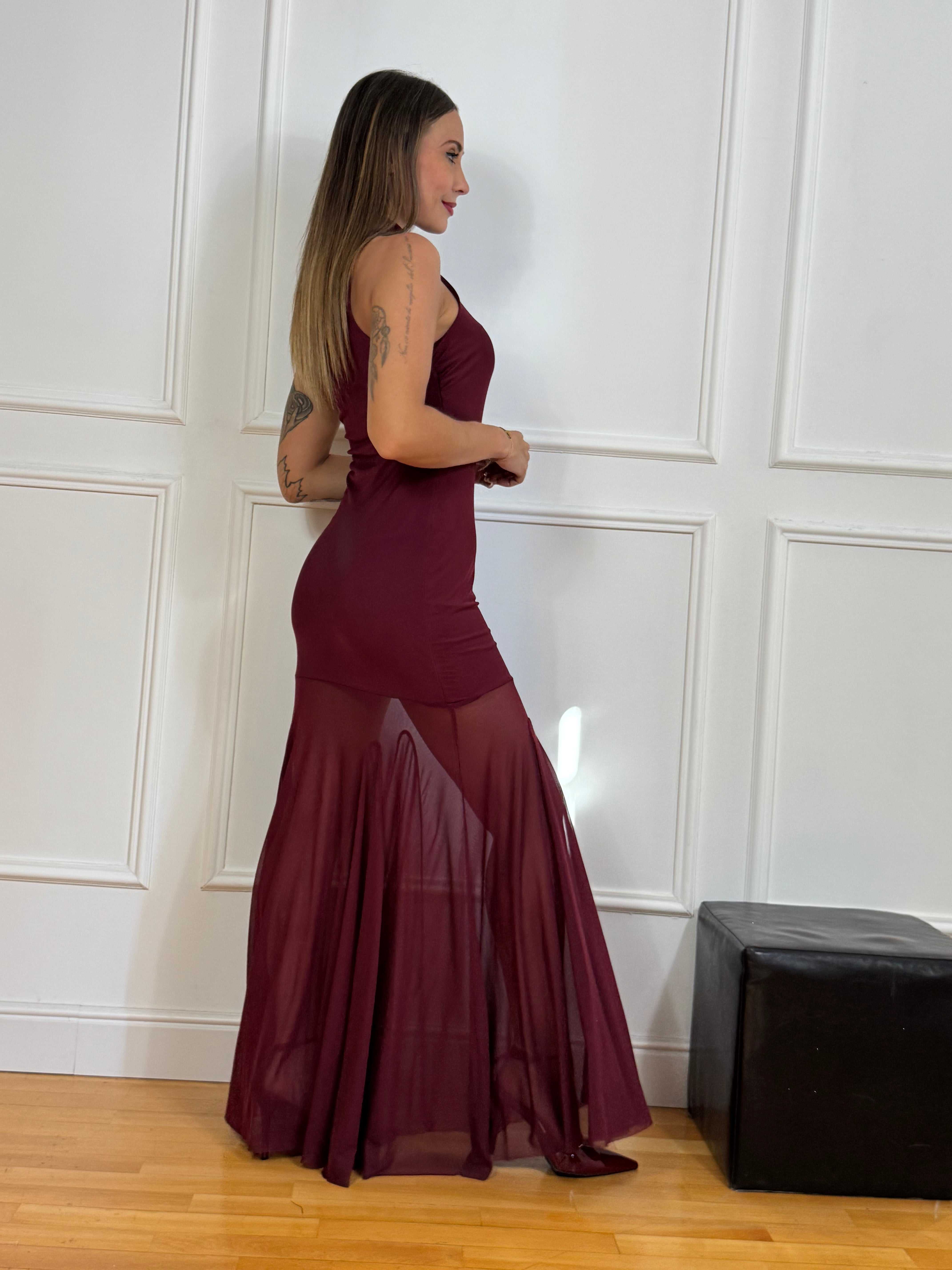 Abito lungo smanicato Victoria ILMH in tulle TANGO