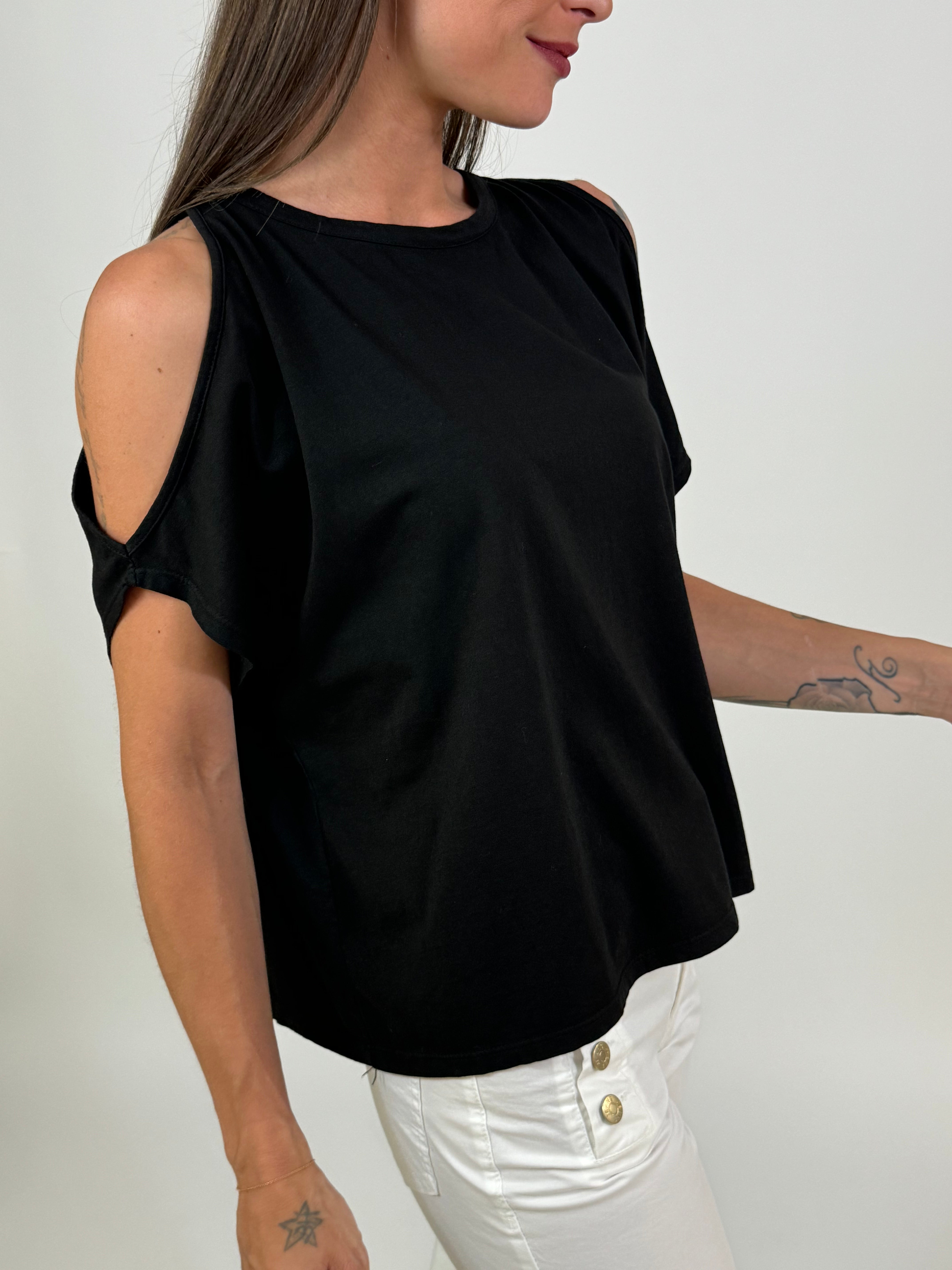 Maglia t-shirt in cotone Kontatto spalle cut-out