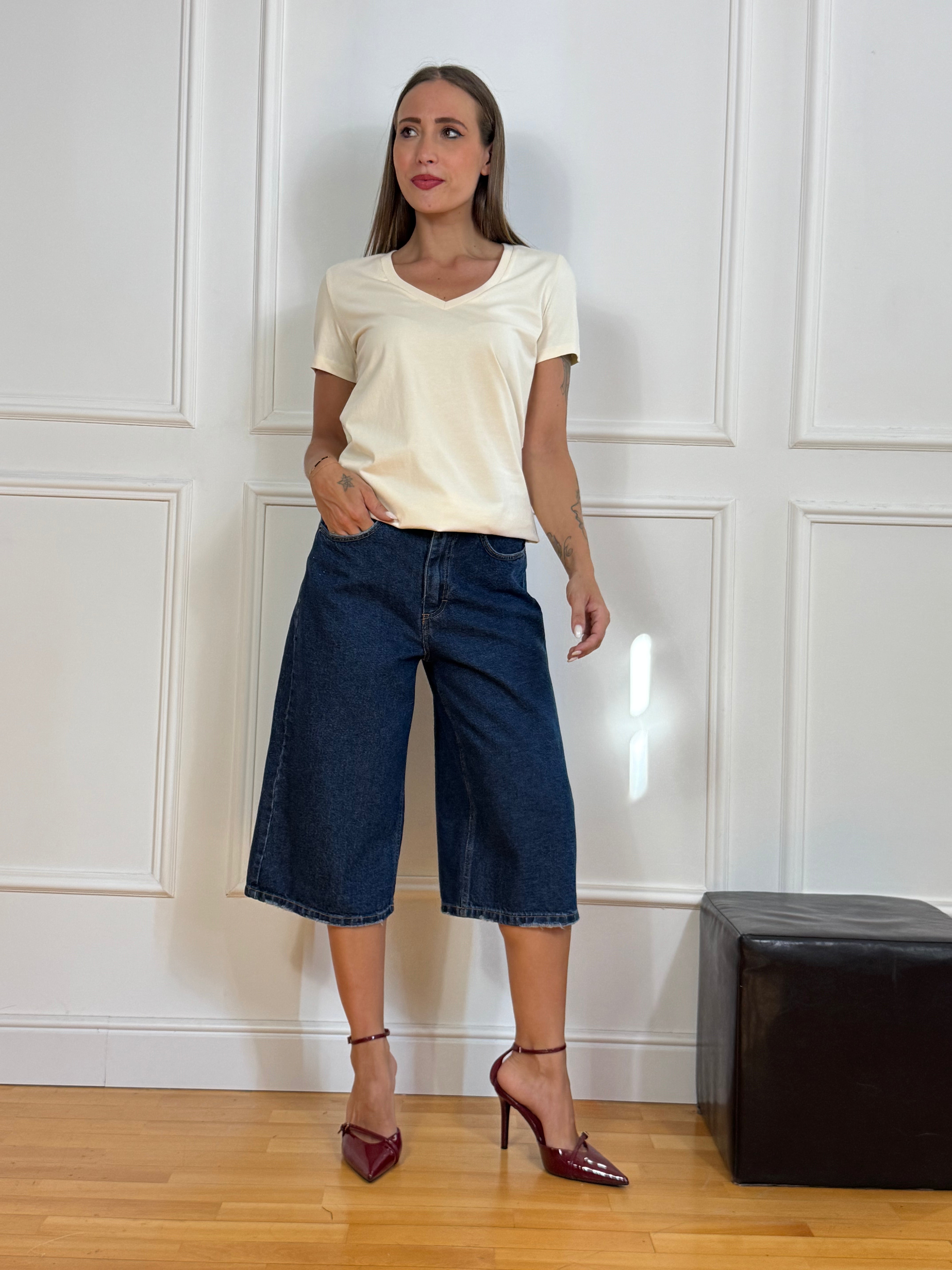BERMUDA in jeans Victoria ILMH lavaggio DENIM SCURO